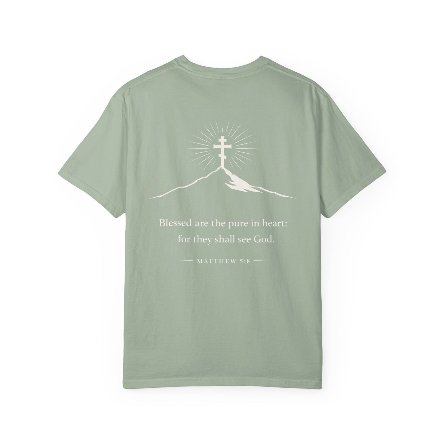 Christian Cross T-Shirt — "Blessed are the pure in heart" Matthew 5:8