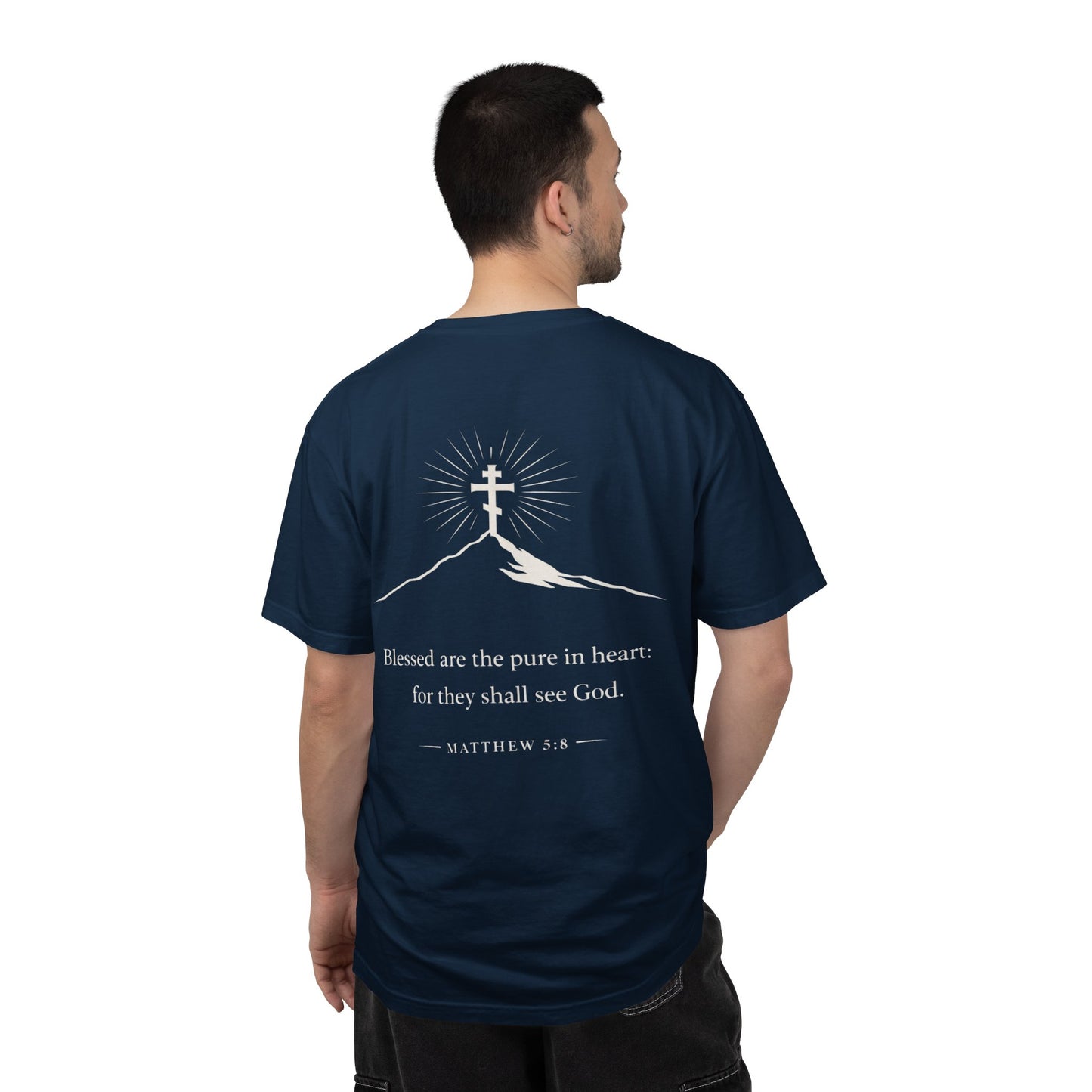 Christian Cross T-Shirt — "Blessed are the pure in heart" Matthew 5:8