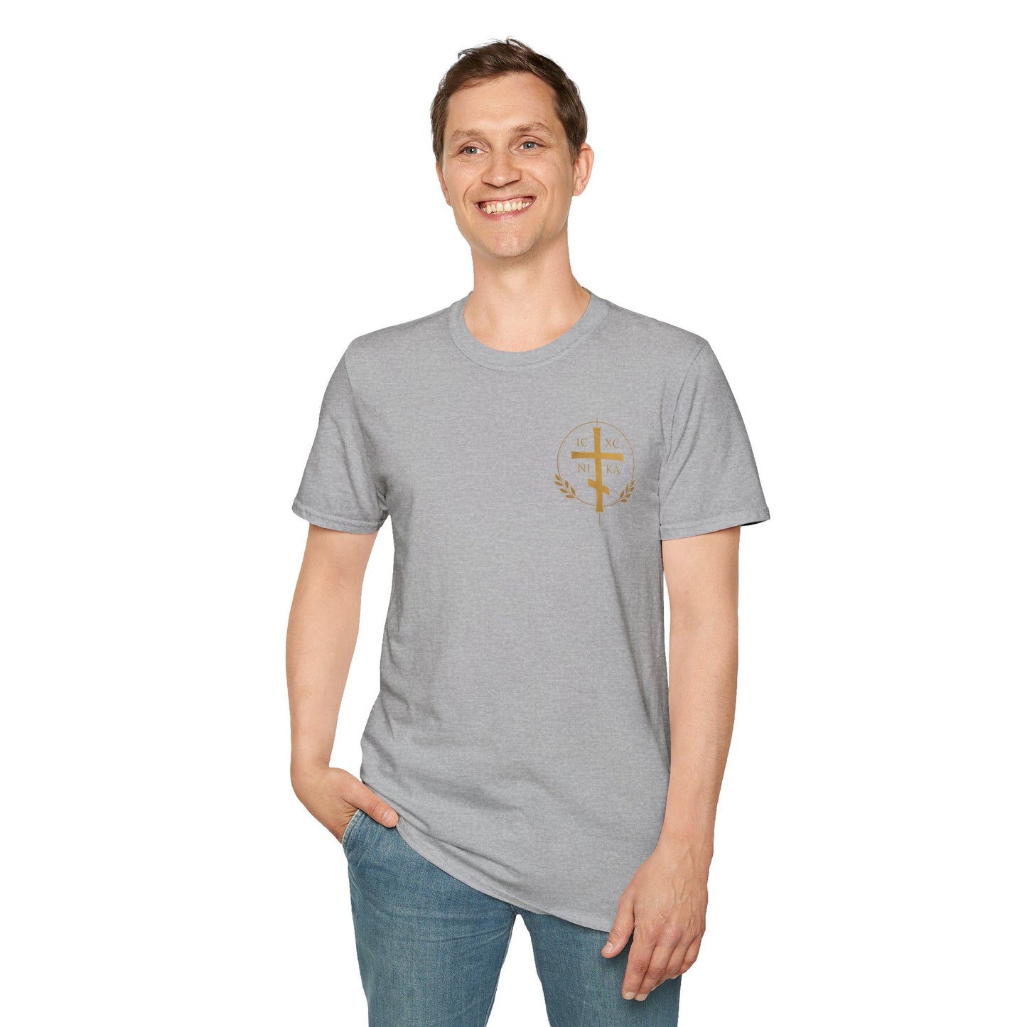 Christian Cross Wings T-Shirt — Gold Faith Graphic Tee