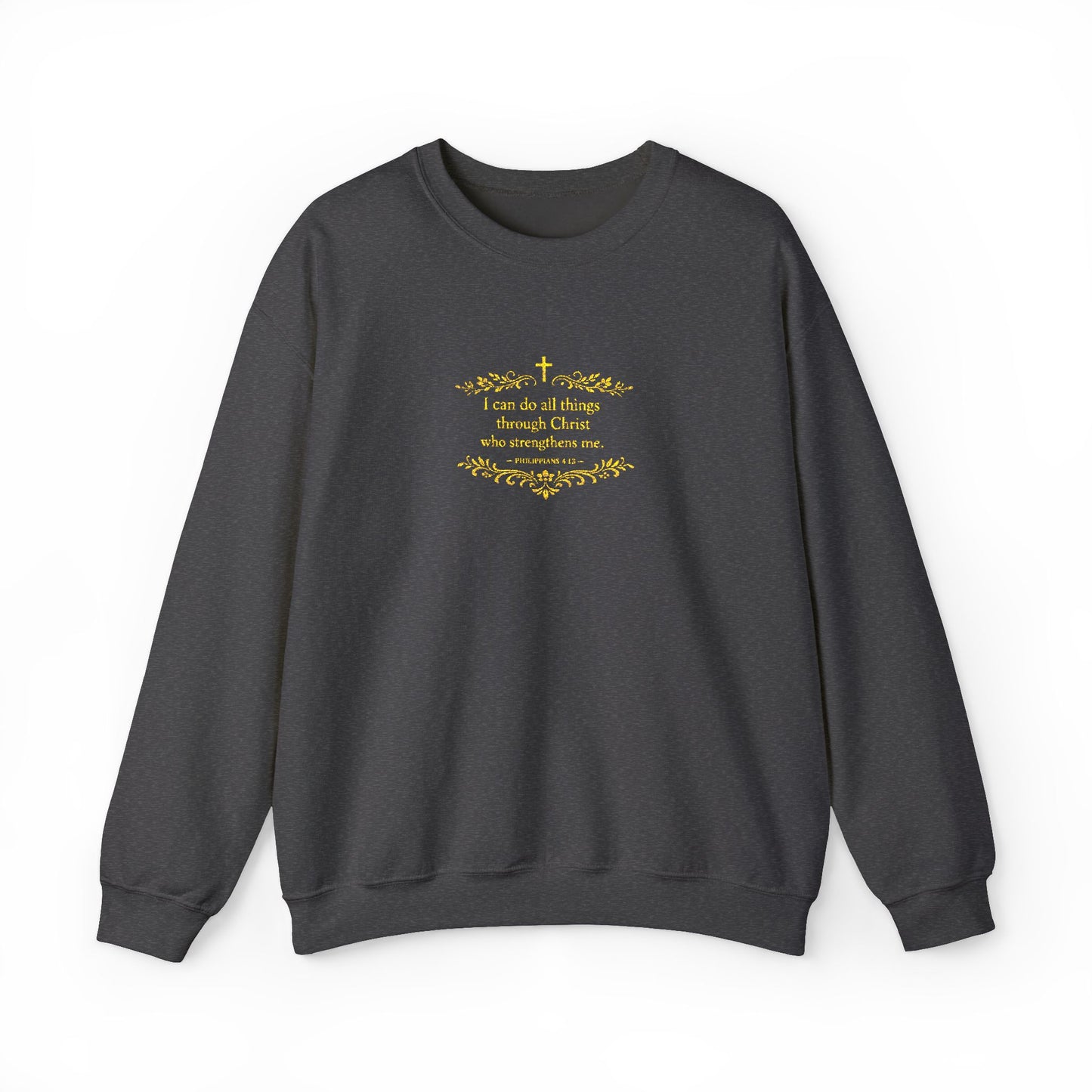 Cozy Floral Script Crewneck Sweatshirt — "Don't Worry Be Happy" Chest Design