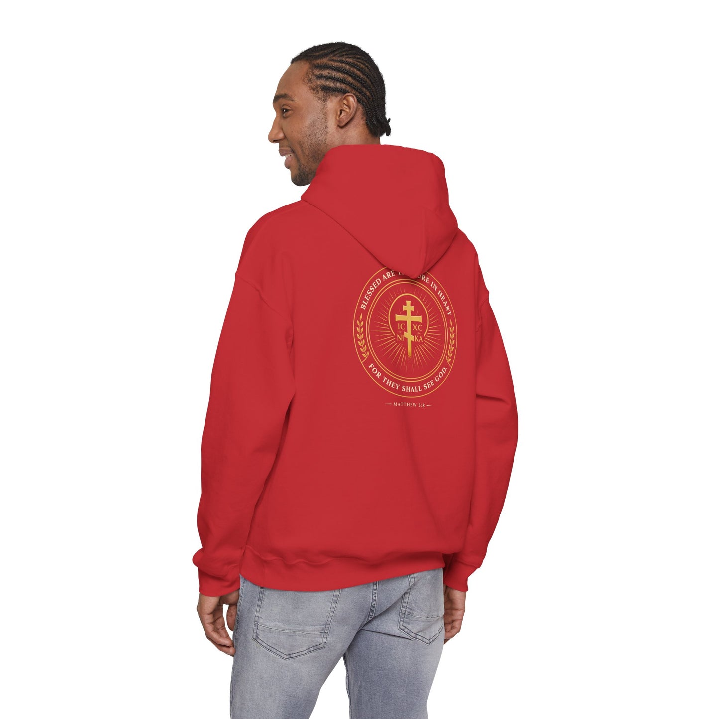 Faith Cross Hoodie — Gold Christian Crest Pullover