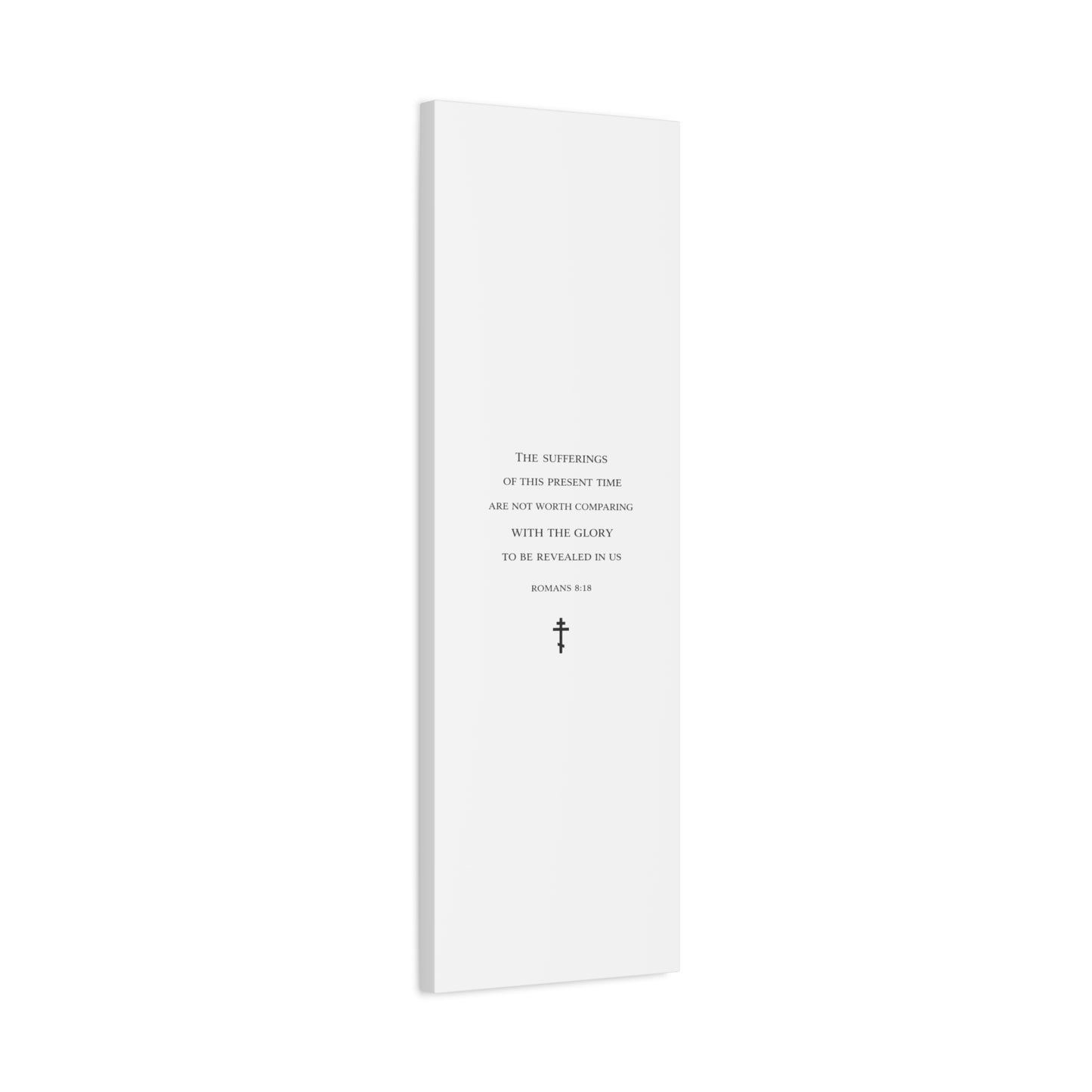 Canvas Wall Art — Romans 8:18 Scripture Quote with Cross