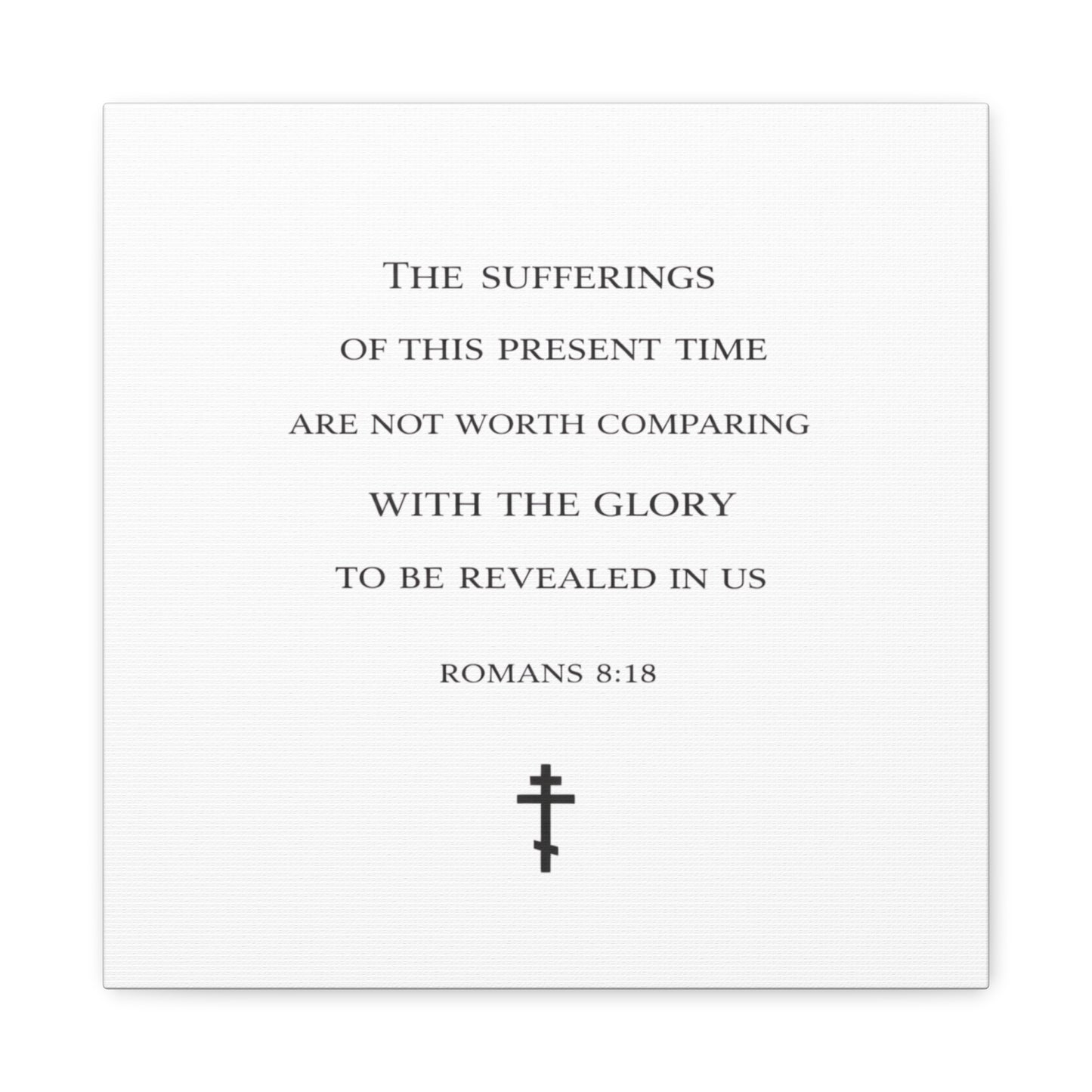 Canvas Wall Art — Romans 8:18 Scripture Quote with Cross