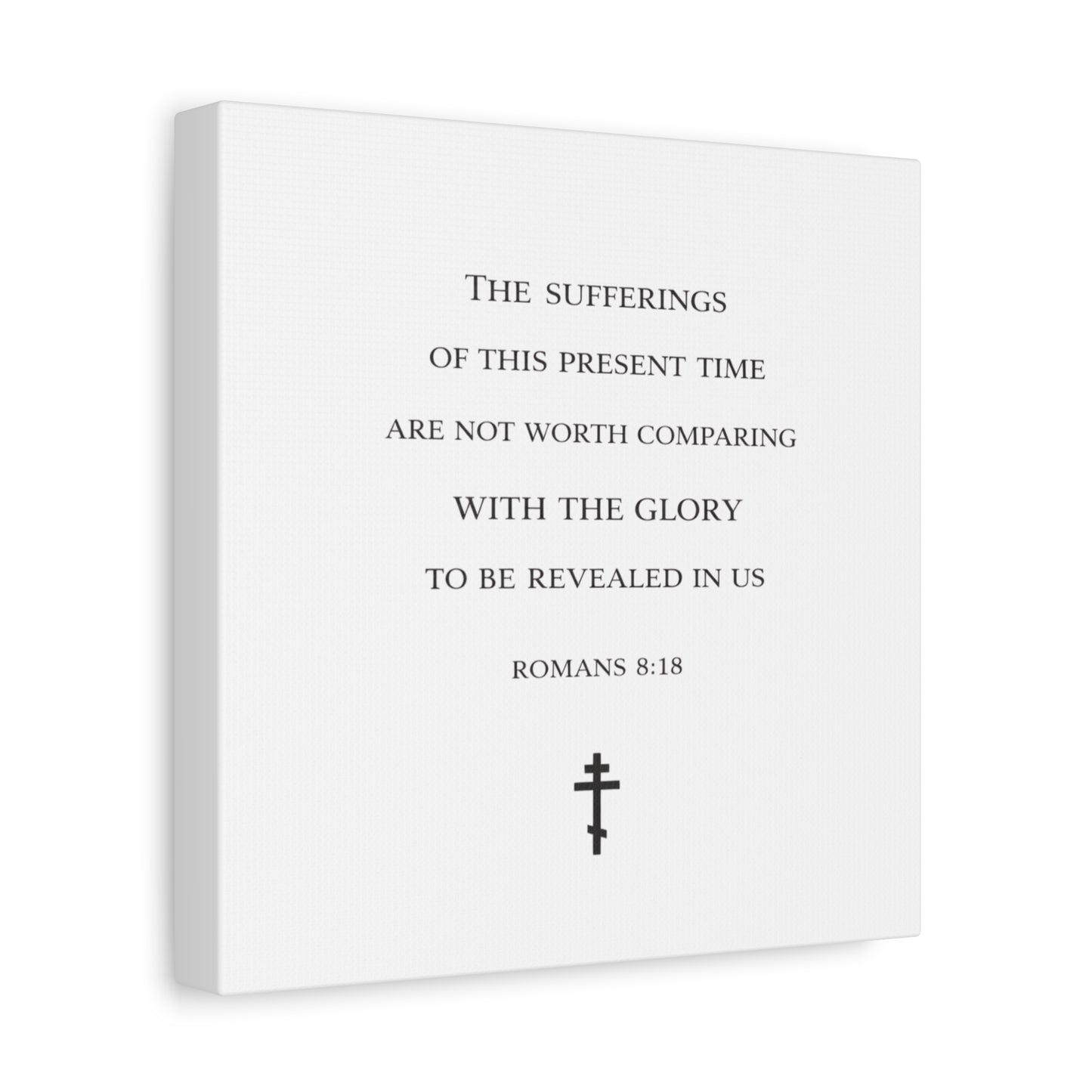 Canvas Wall Art — Romans 8:18 Scripture Quote with Cross