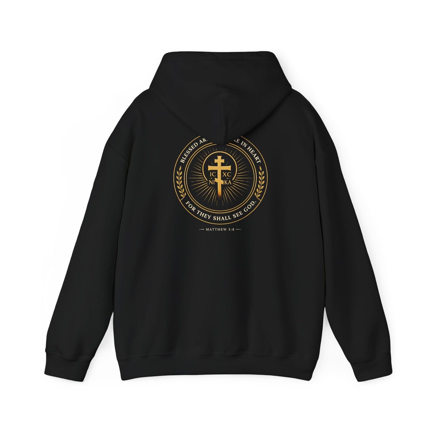 Faith Cross Hoodie — Gold Christian Crest Pullover