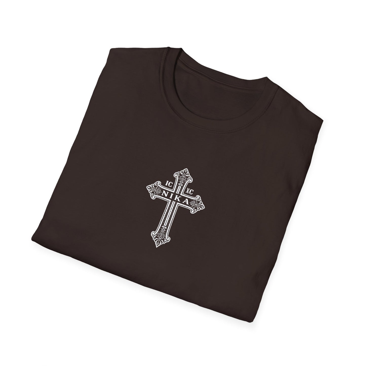 Christian Cross T-Shirt — Isaiah 41:10 Faith Prayer Tee (Front Small Cross, Back Scripture Emblem)