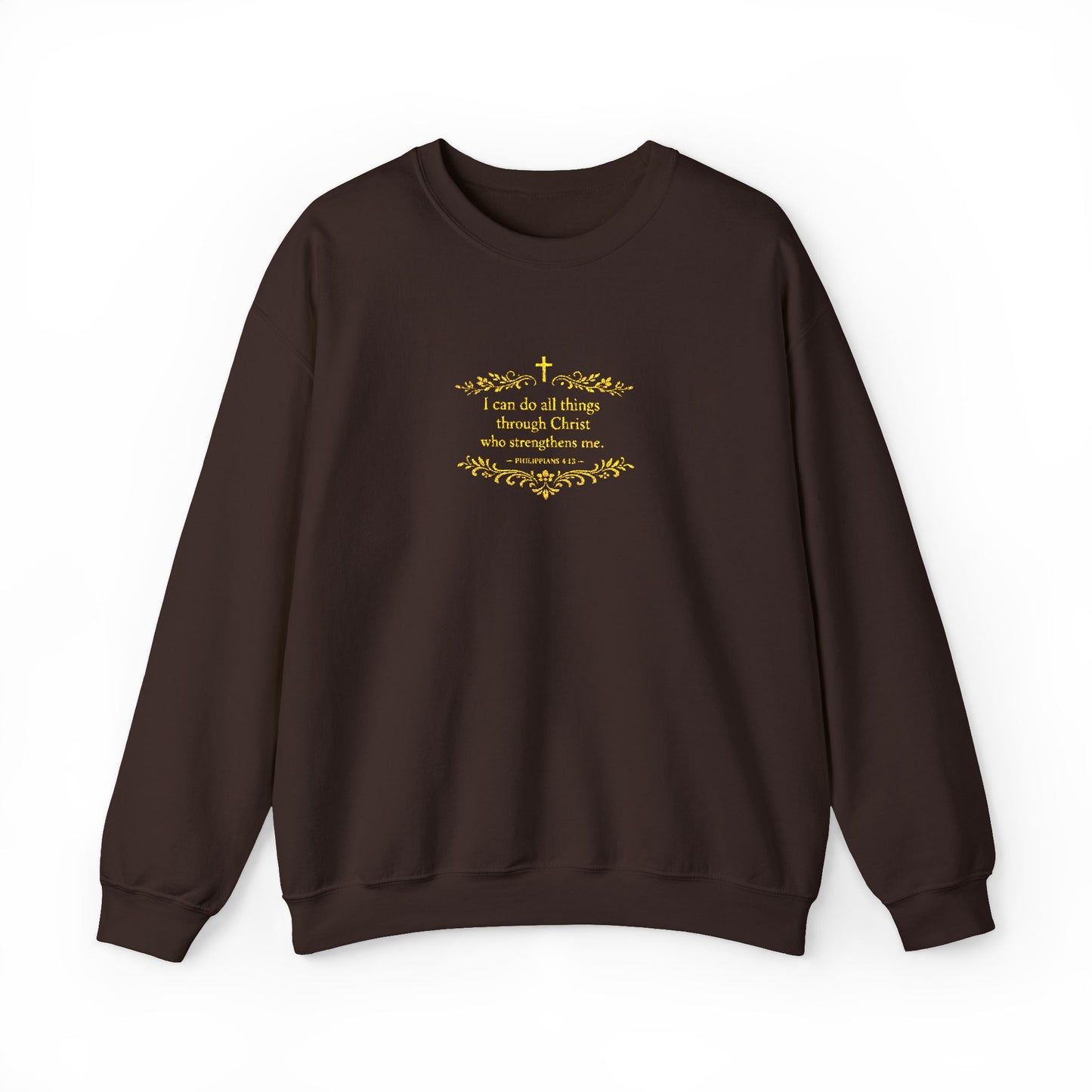 Cozy Floral Script Crewneck Sweatshirt — "Don't Worry Be Happy" Chest Design