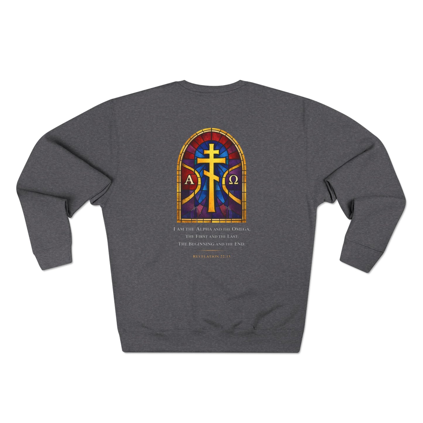 Orthodox Cross Crewneck Sweatshirt — Byzantine Icon Chest & Back Design