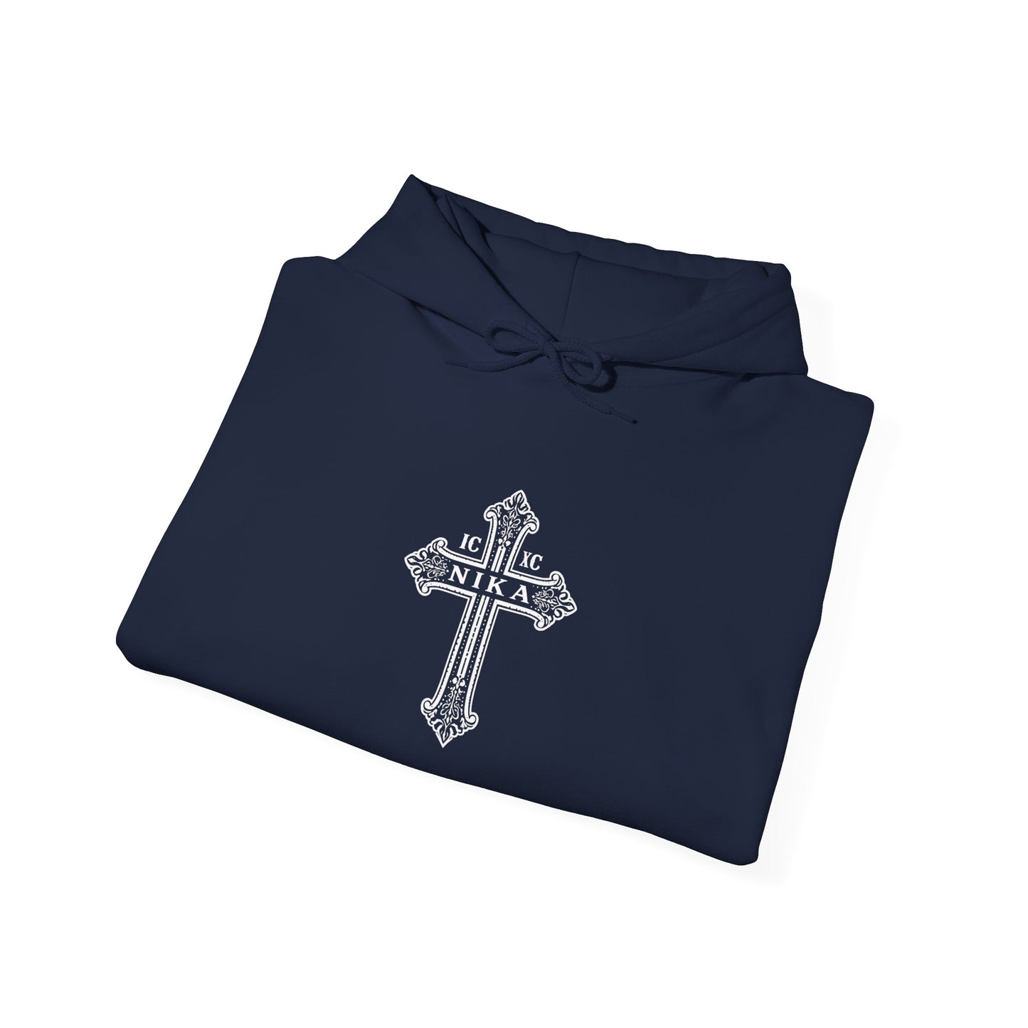 Christian Cross Hoodie — "I Am The Way" Scripture Back Print
