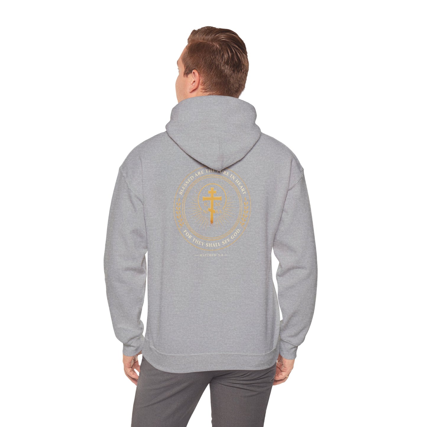 Faith Cross Hoodie — Gold Christian Crest Pullover