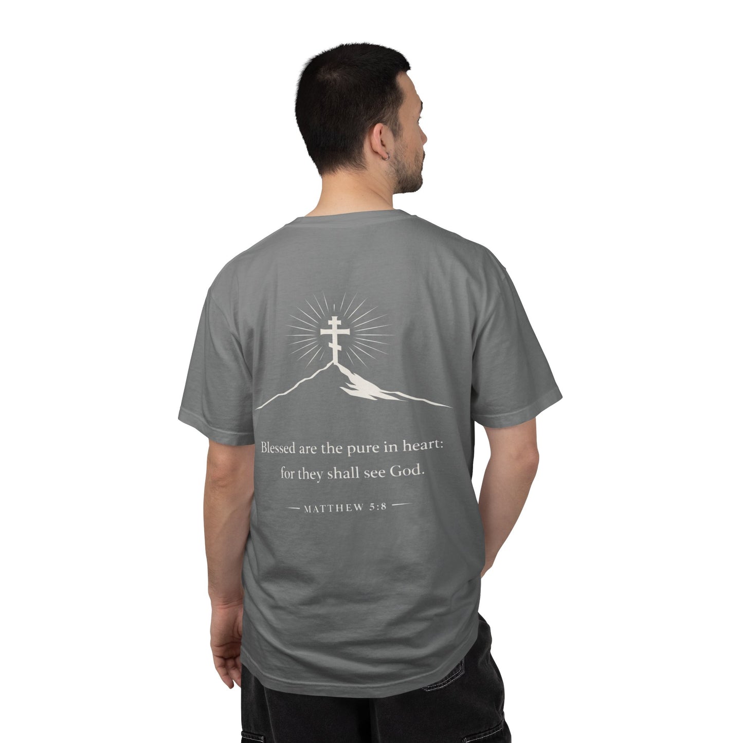 Christian Cross T-Shirt — "Blessed are the pure in heart" Matthew 5:8