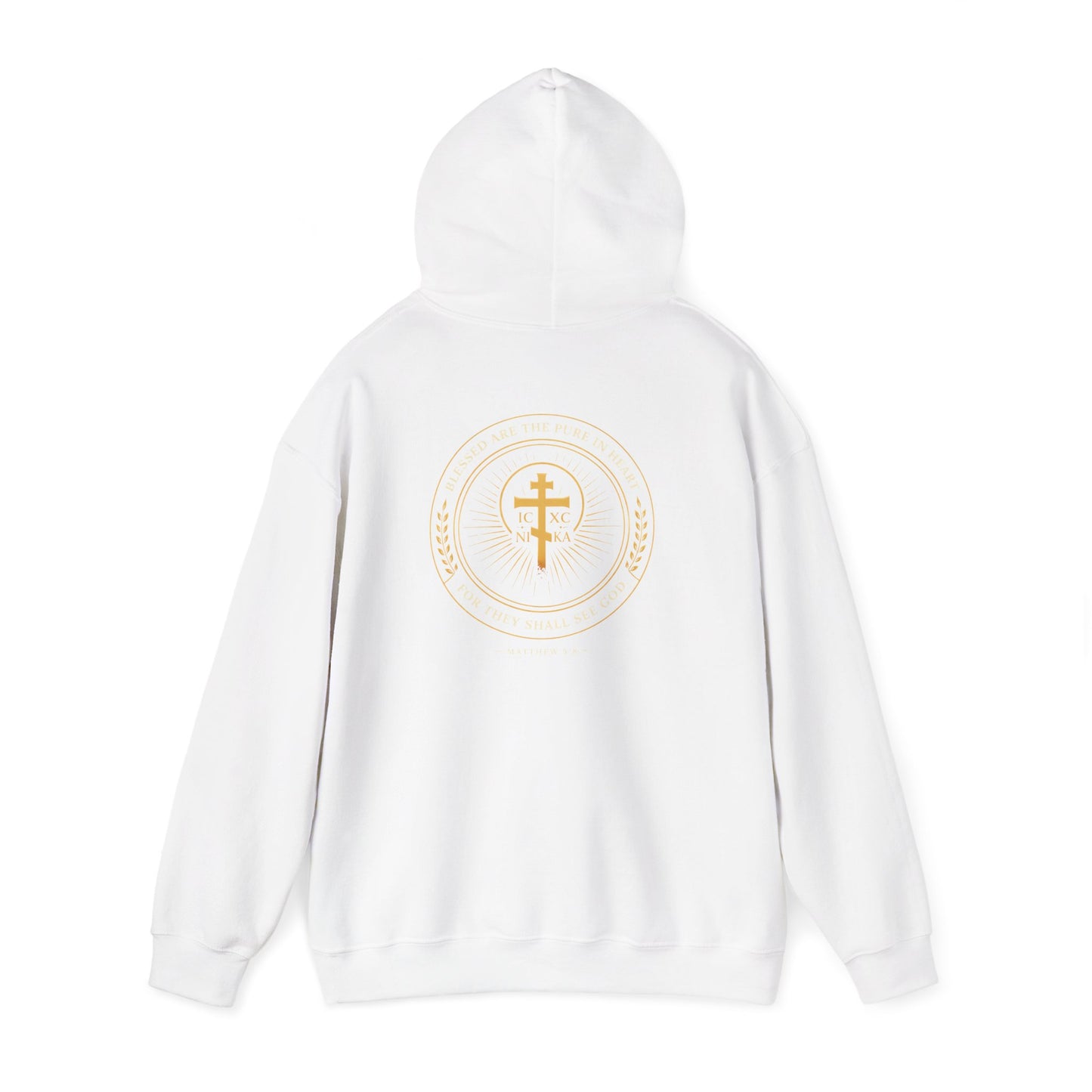 Faith Cross Hoodie — Gold Christian Crest Pullover