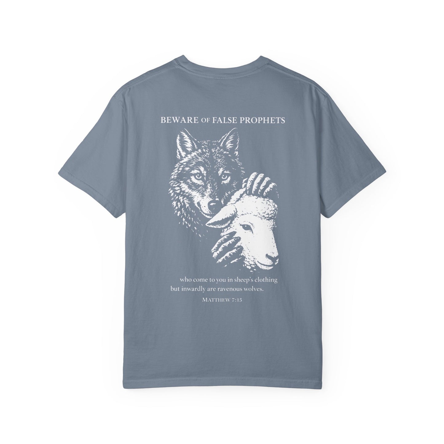Christian 'Beware of False Prophets' Graphic T-Shirt — Wolf in Sheep's Clothing Bible Verse Tee
