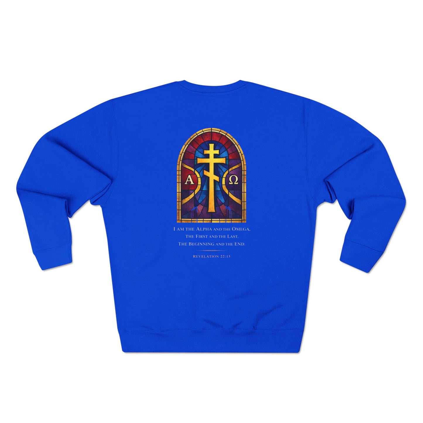 Orthodox Cross Crewneck Sweatshirt — Byzantine Icon Chest & Back Design