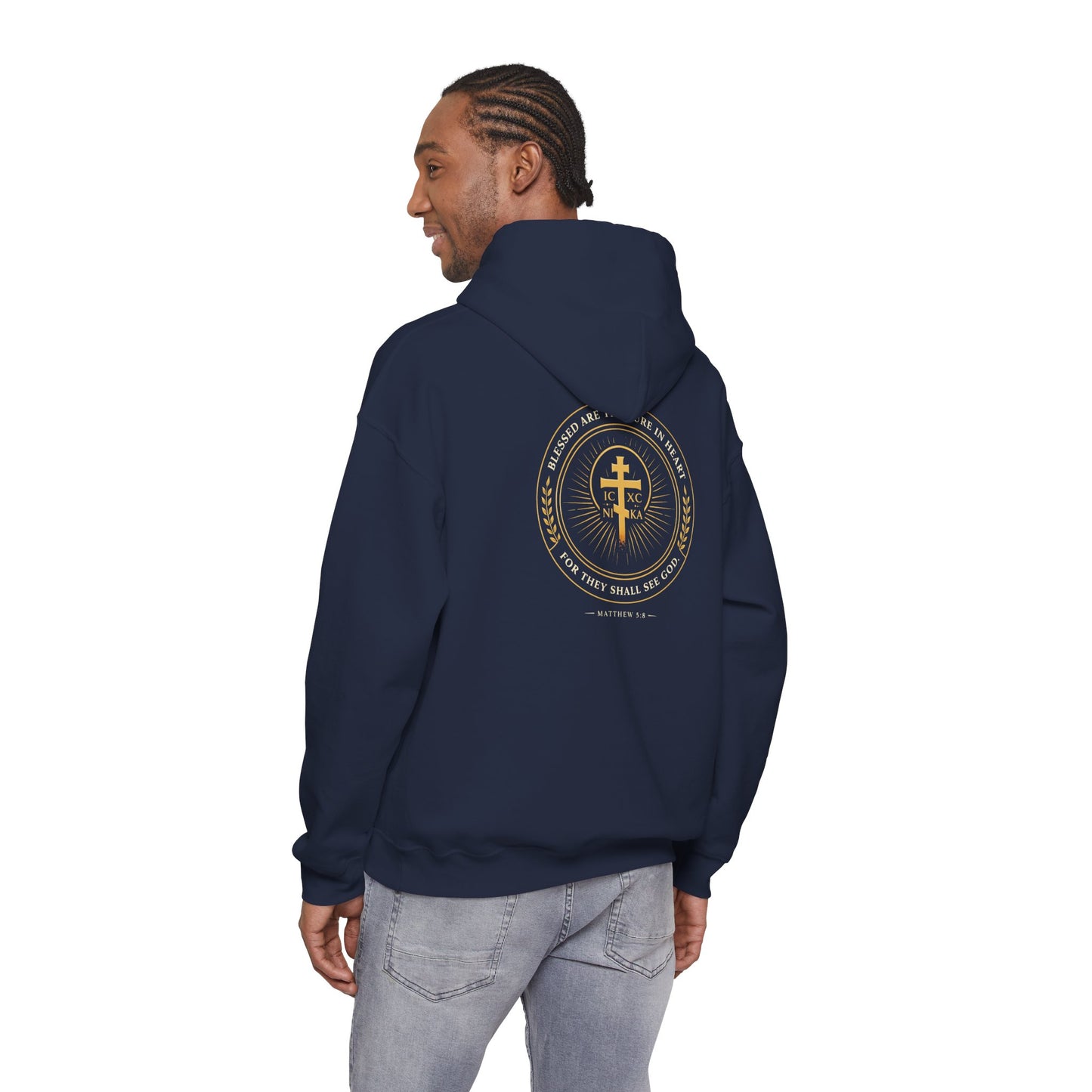 Faith Cross Hoodie — Gold Christian Crest Pullover