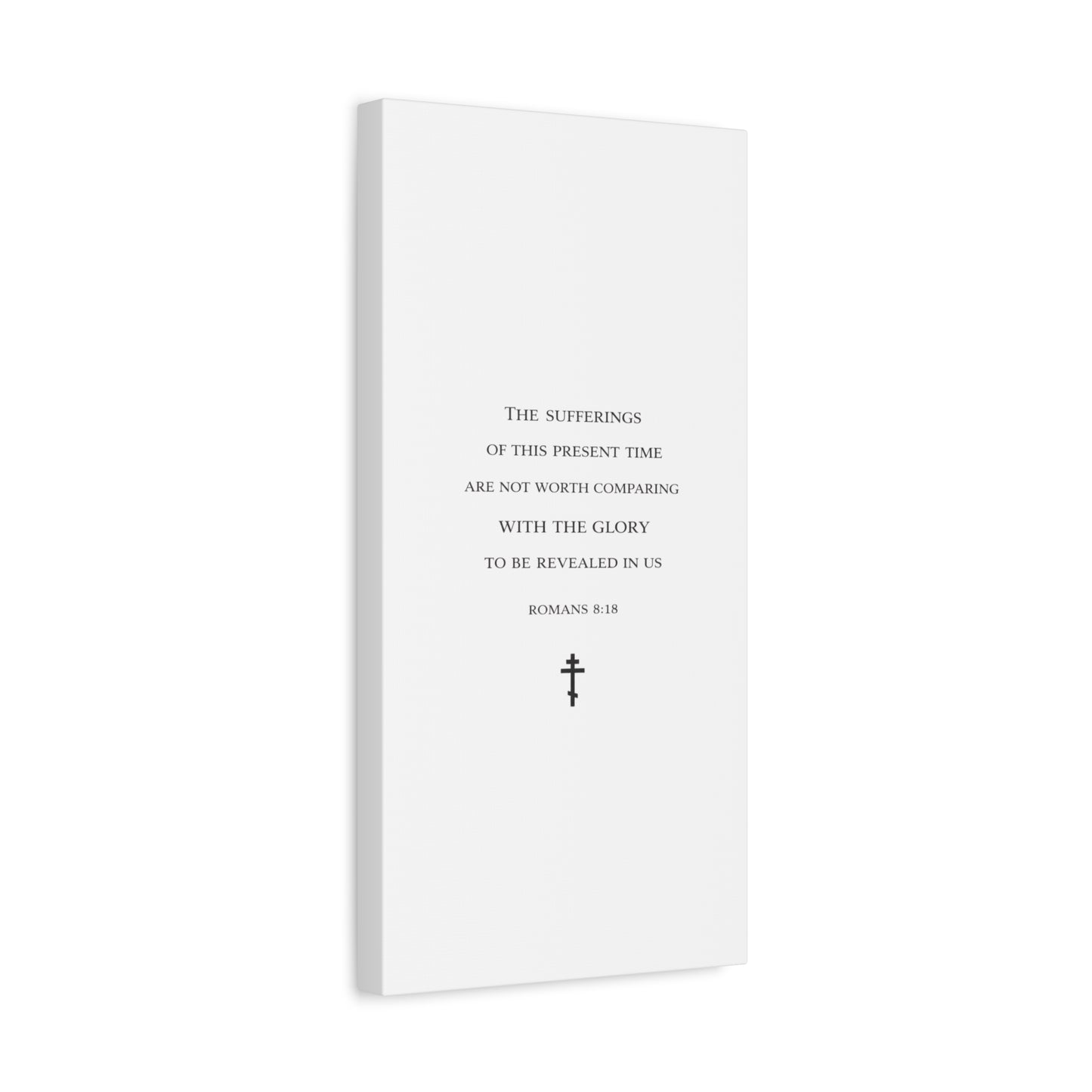 Canvas Wall Art — Romans 8:18 Scripture Quote with Cross