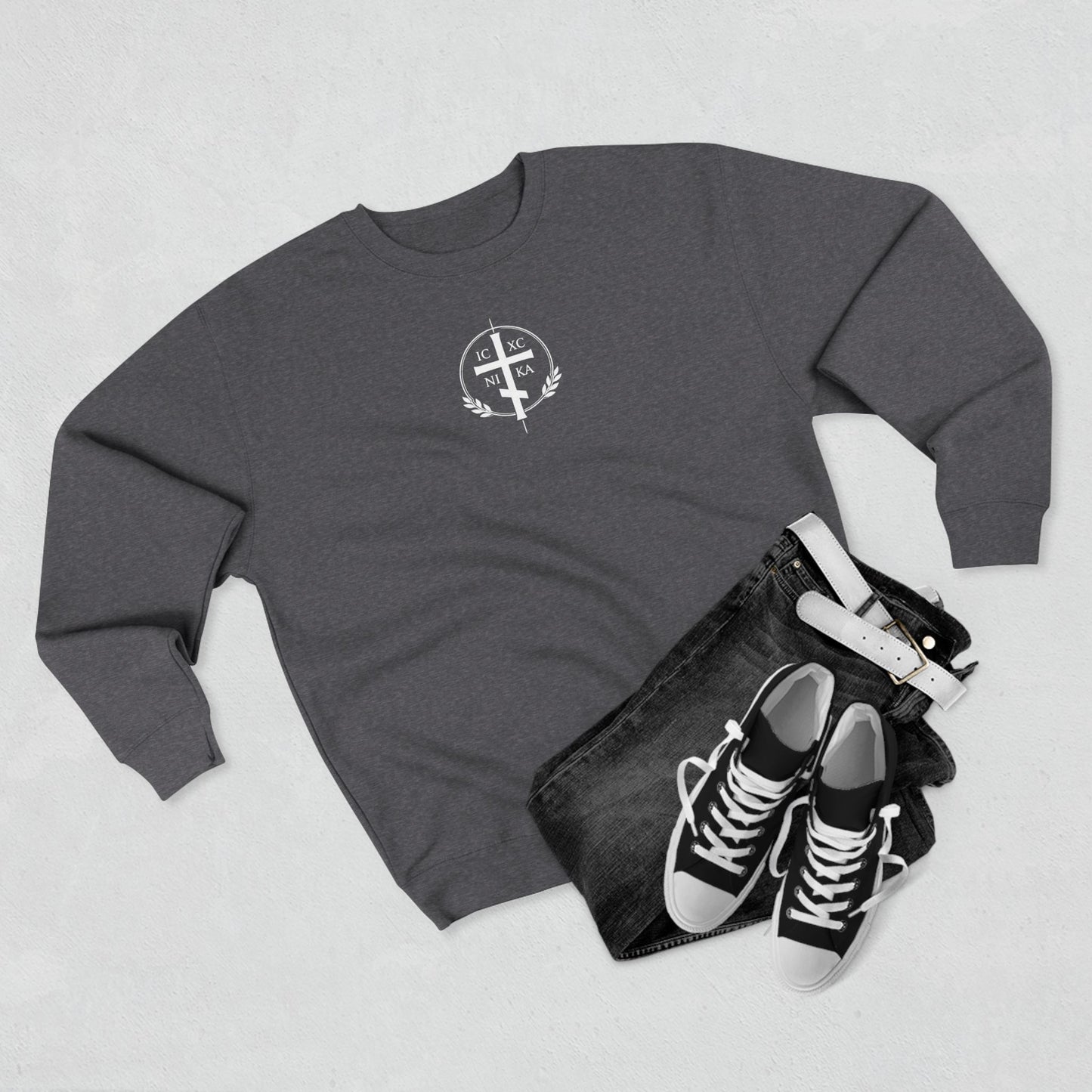 Sheep Graphic Crewneck Sweatshirt — Vintage Lamb Illustration Back Print