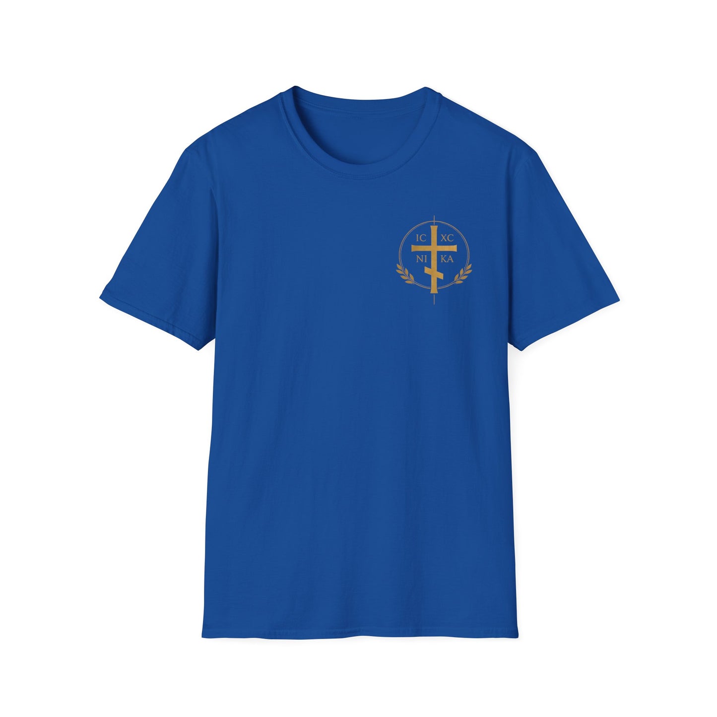 Christian Stained Glass Cross T-Shirt — "I Am the Alpha and the Omega"