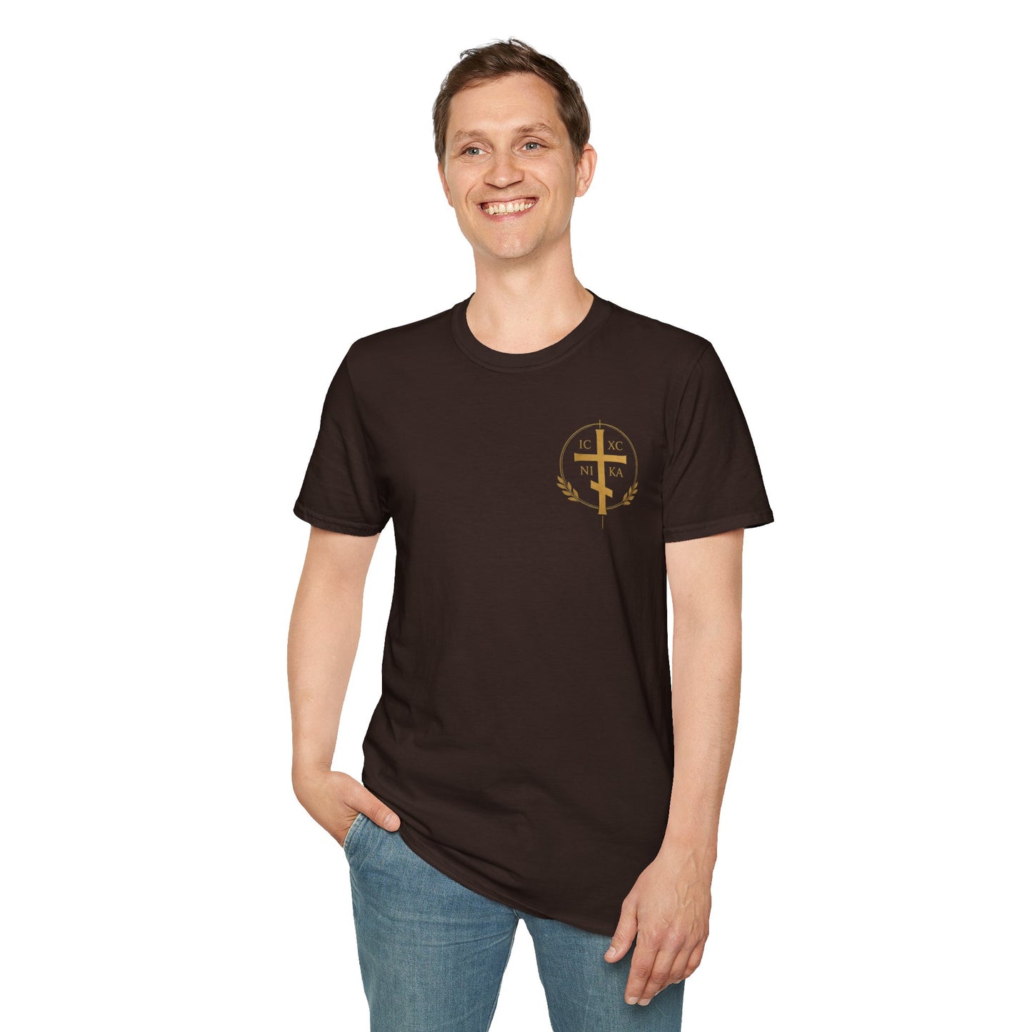 Christian Cross Wings T-Shirt — Gold Faith Graphic Tee