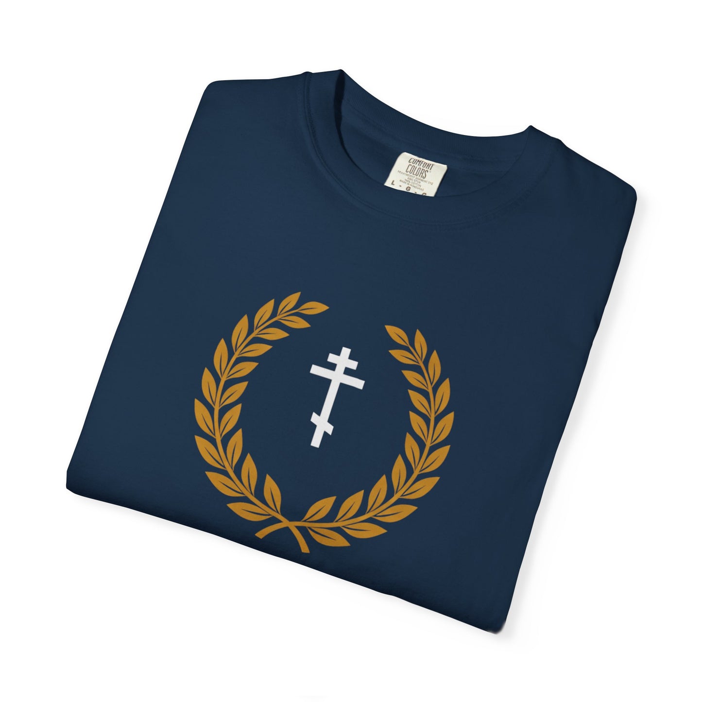 Christian T-Shirt — "I Can Do All Things Through Christ" Philippians 4:13 Cross Laurel Design