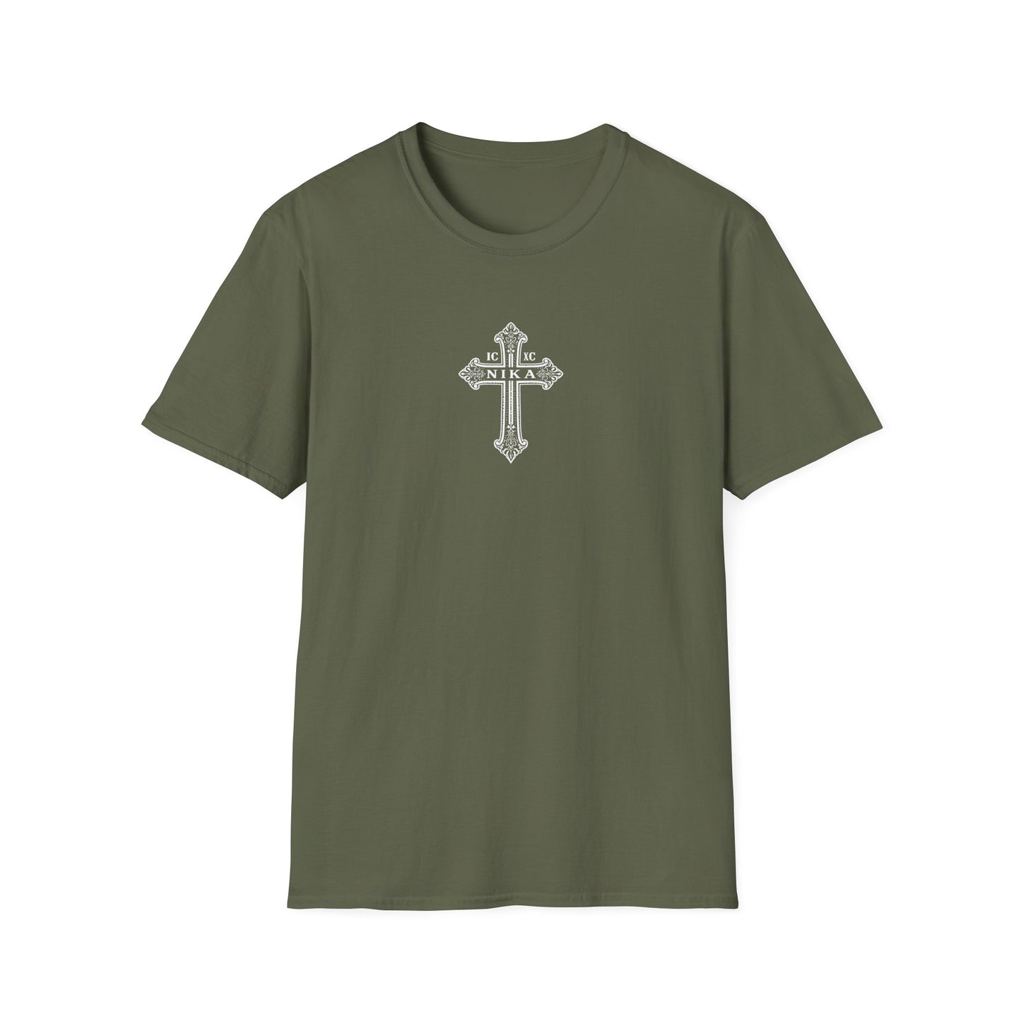 Christian Cross T-Shirt — Isaiah 41:10 Faith Prayer Tee (Front Small Cross, Back Scripture Emblem)