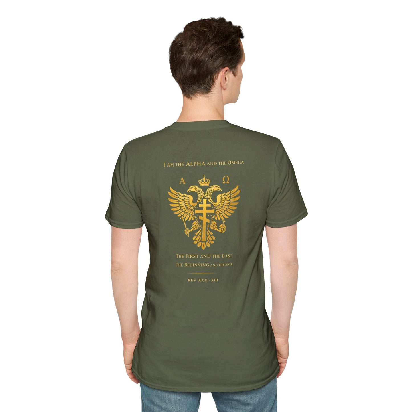 Christian Cross Wings T-Shirt — Gold Faith Graphic Tee
