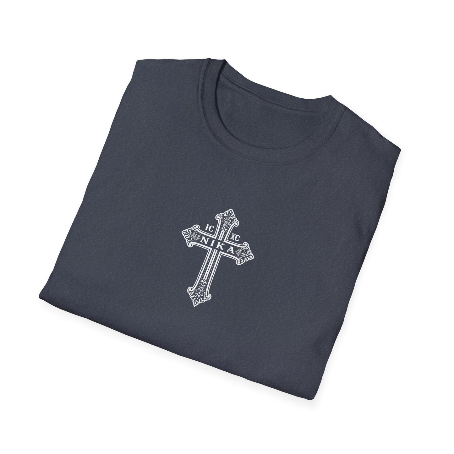 Christian Cross T-Shirt — Isaiah 41:10 Faith Prayer Tee (Front Small Cross, Back Scripture Emblem)