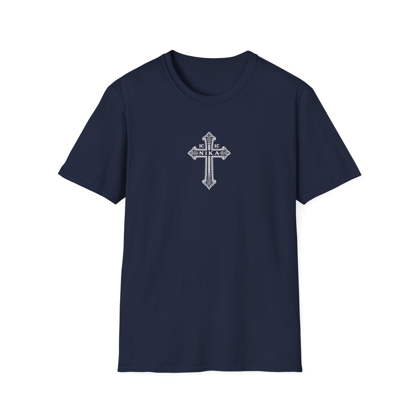 Christian Cross T-Shirt — Isaiah 41:10 Faith Prayer Tee (Front Small Cross, Back Scripture Emblem)