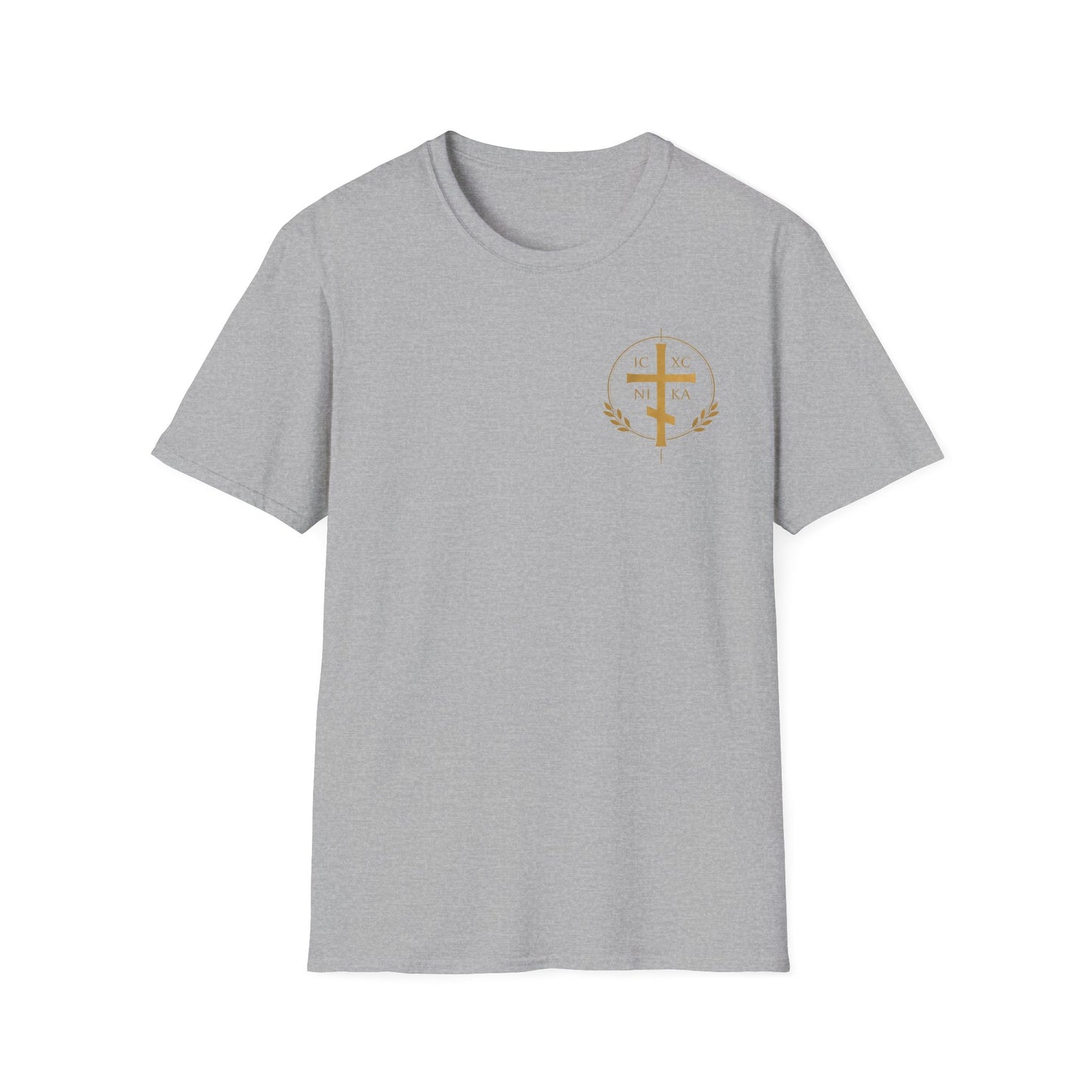 Christian Stained Glass Cross T-Shirt — "I Am the Alpha and the Omega"
