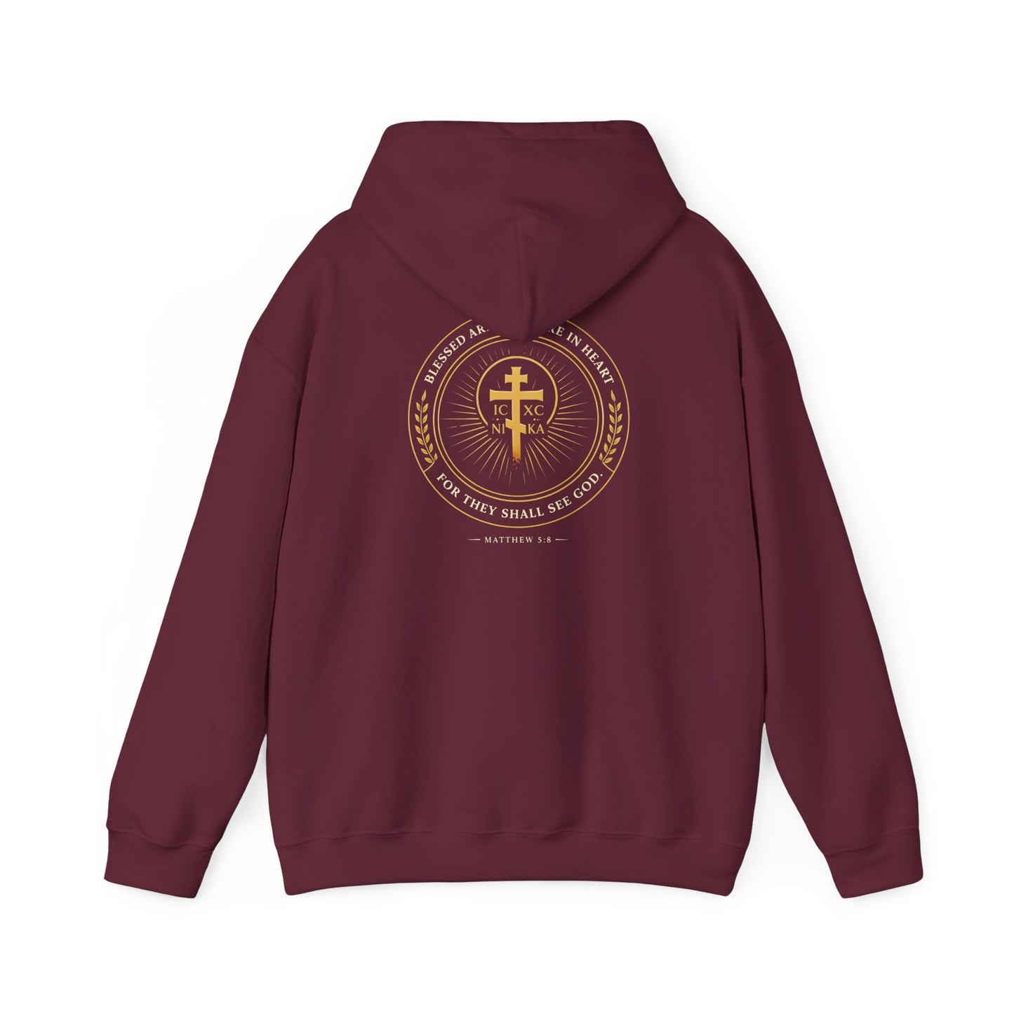 Faith Cross Hoodie — Gold Christian Crest Pullover