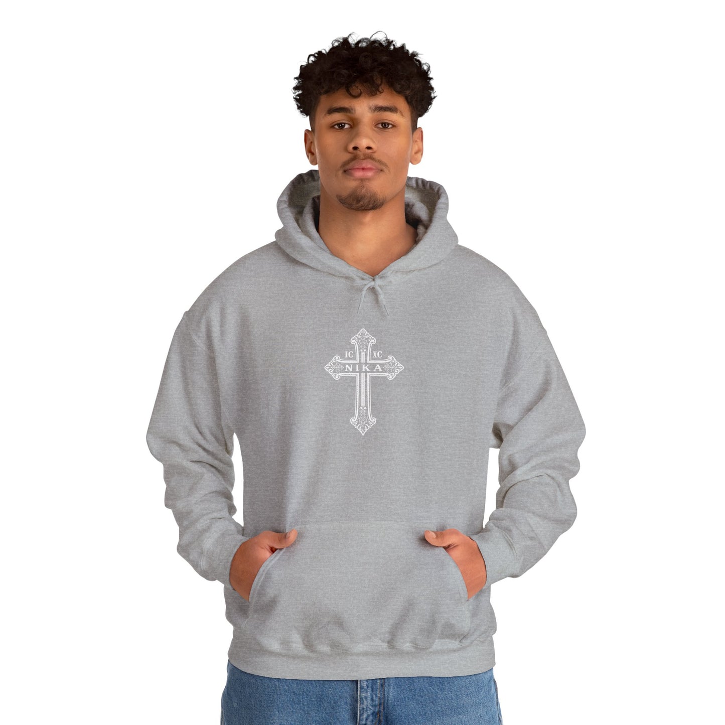 Christian Cross Hoodie — "I Am The Way" Scripture Back Print