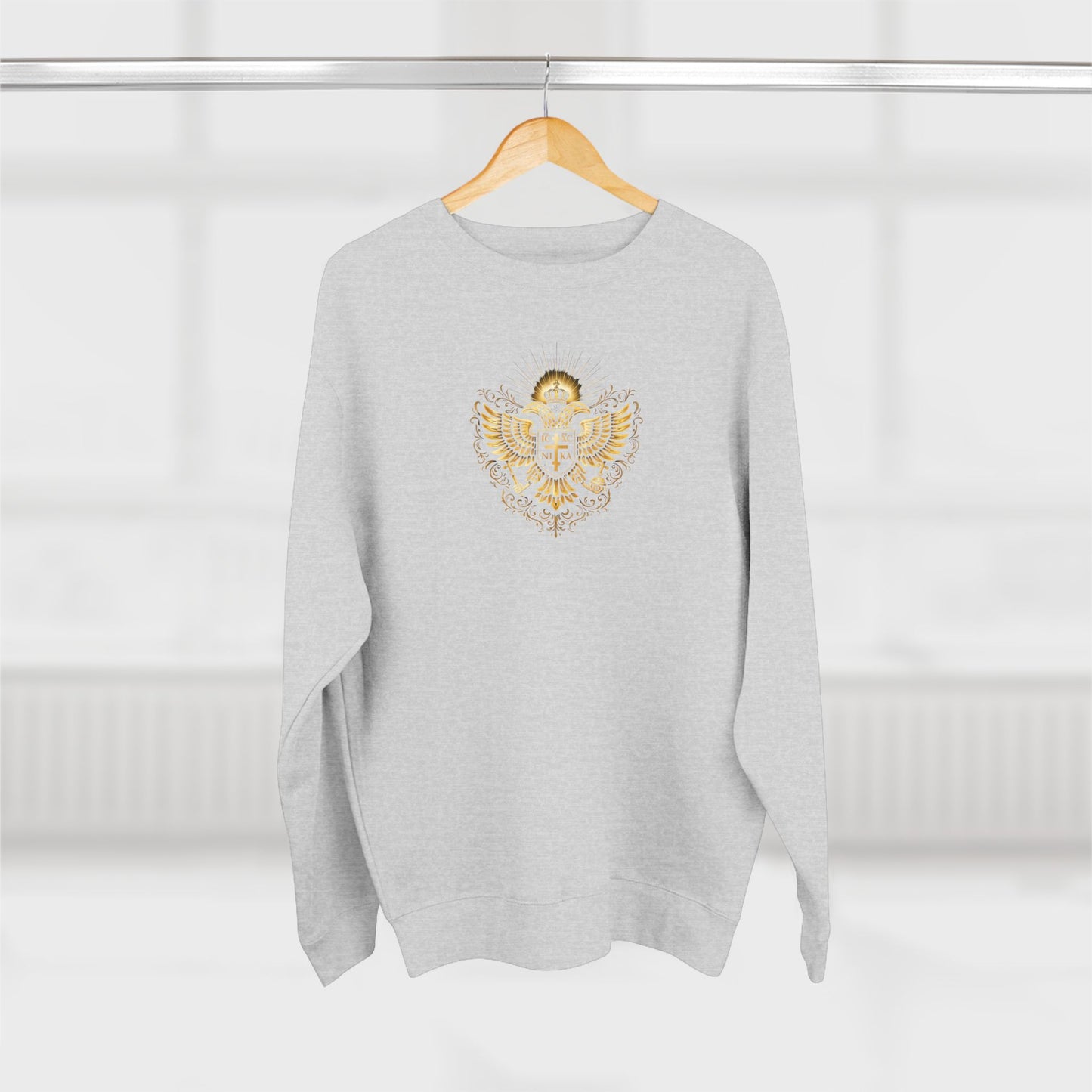 Orthodox Cross Crewneck Sweatshirt — Byzantine Icon Chest & Back Design