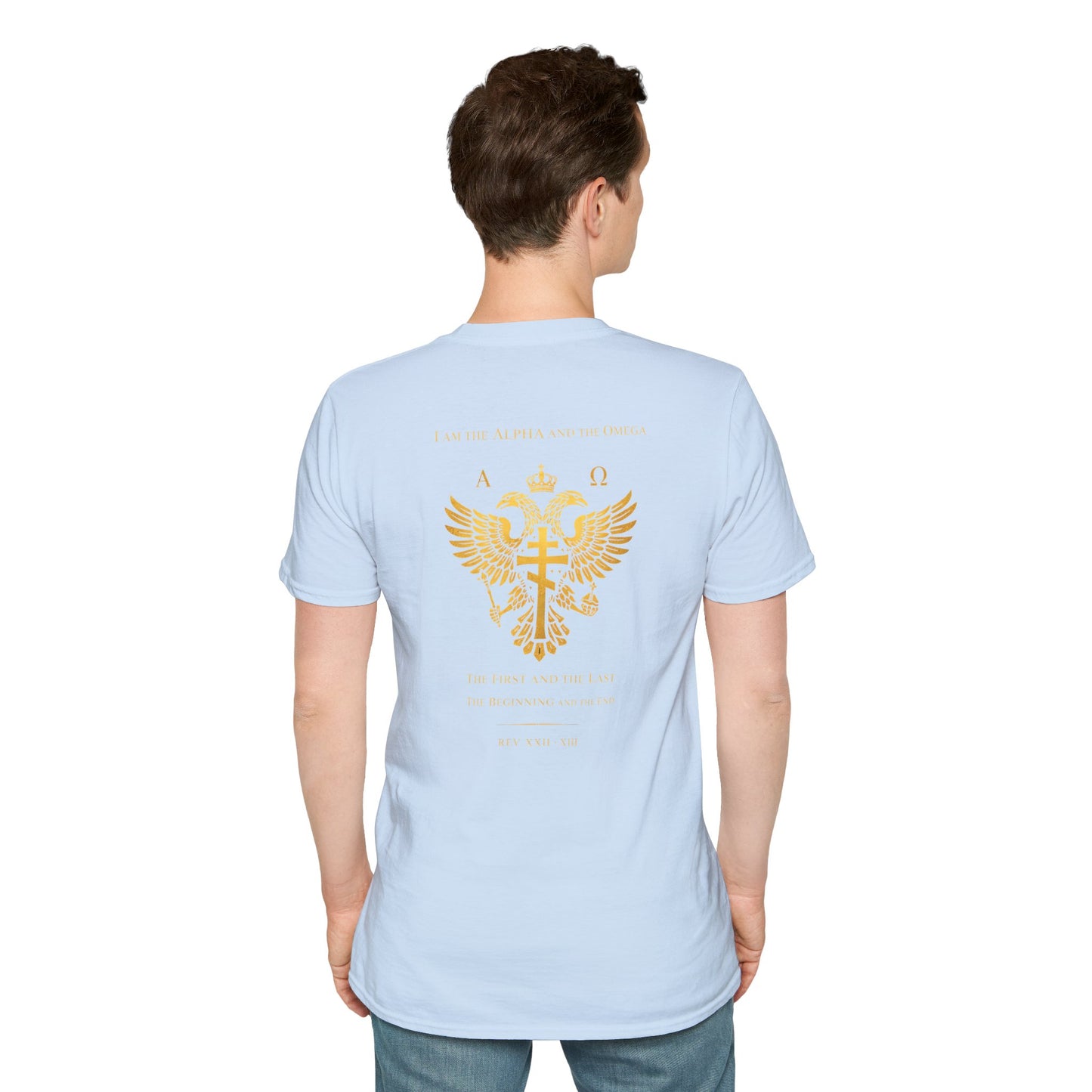 Christian Cross Wings T-Shirt — Gold Faith Graphic Tee