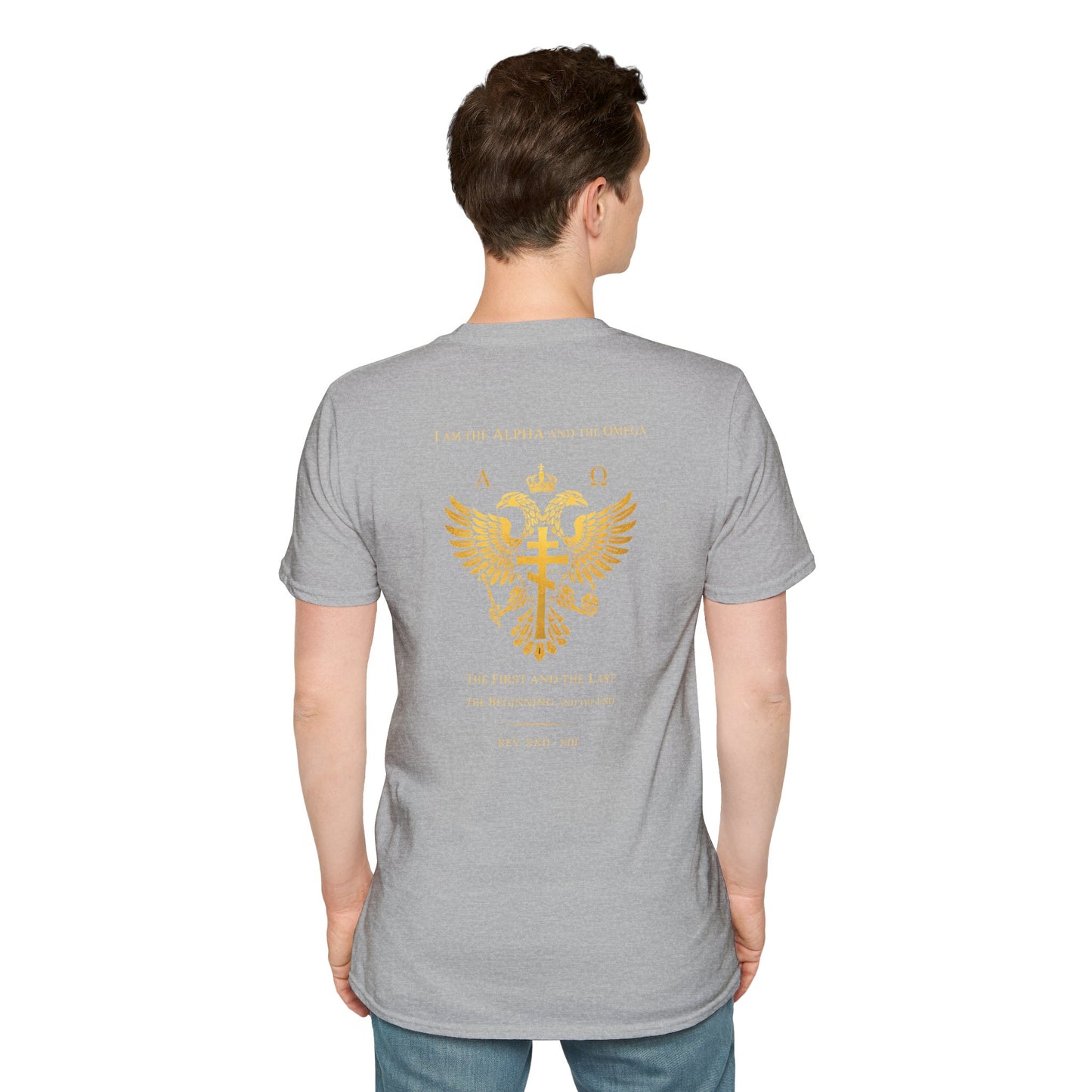 Christian Cross Wings T-Shirt — Gold Faith Graphic Tee