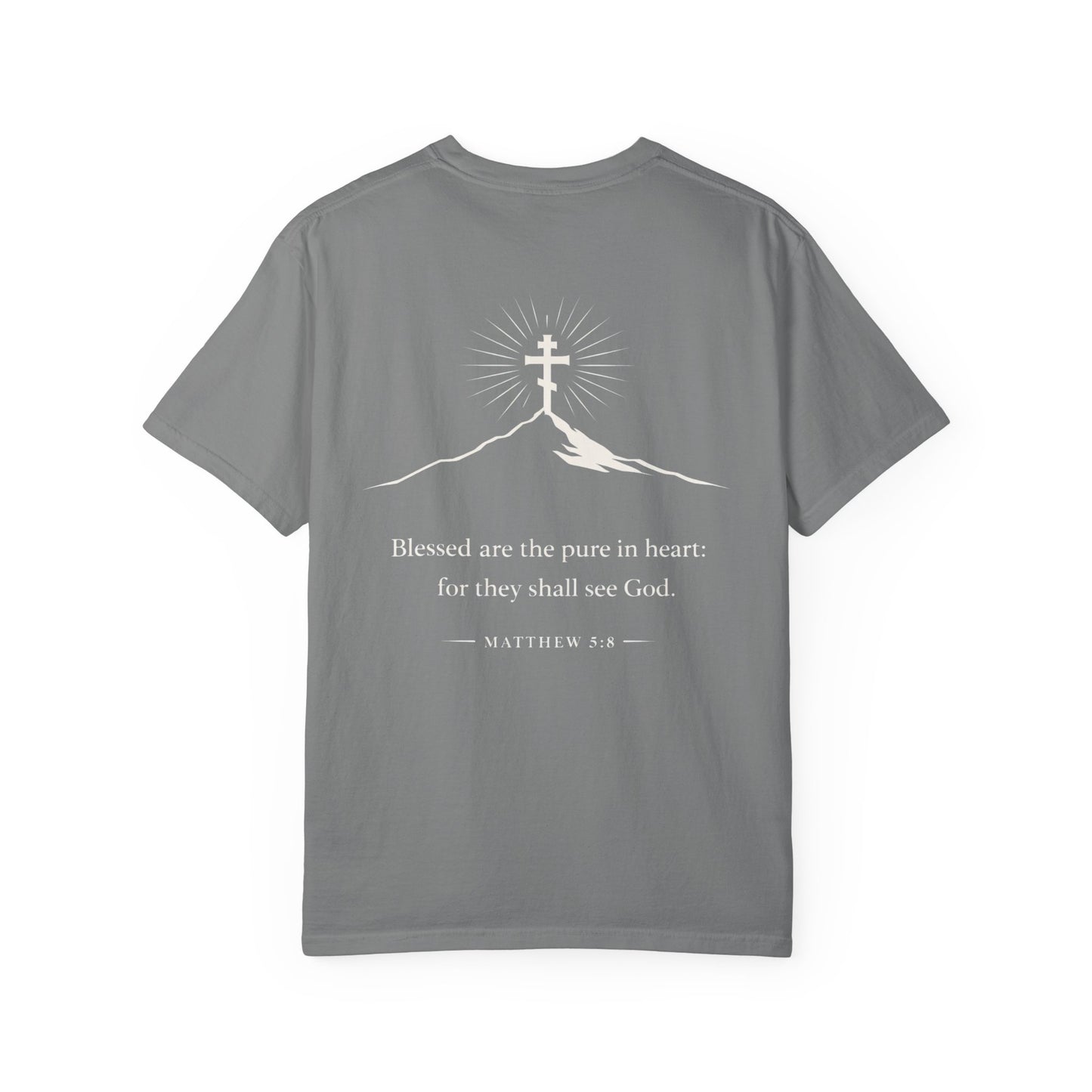Christian Cross T-Shirt — "Blessed are the pure in heart" Matthew 5:8