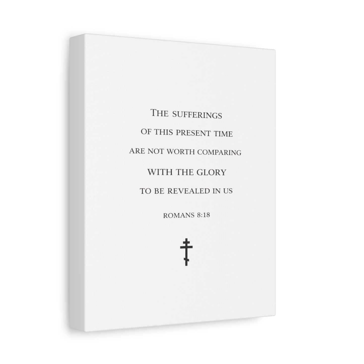 Canvas Wall Art — Romans 8:18 Scripture Quote with Cross