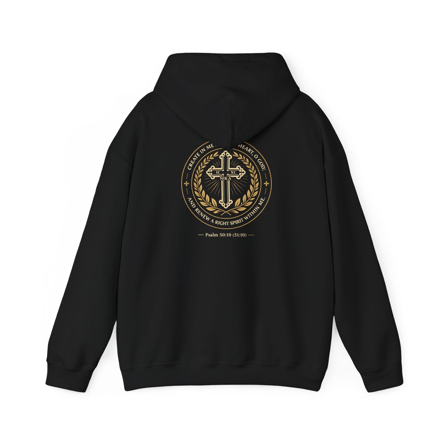 Christian Cross & Eagle Hoodie — Faith-Based Gold Emblem Sweatshirt