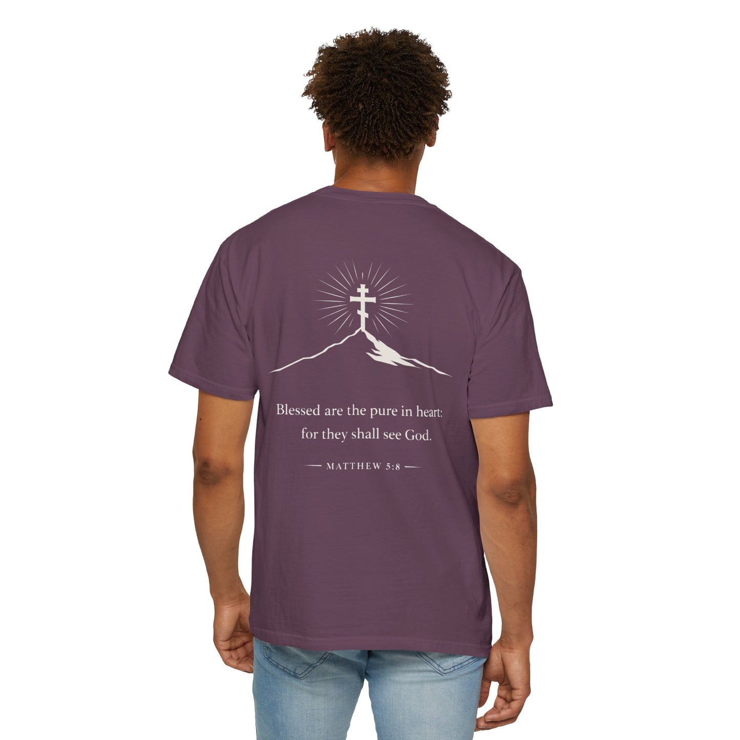 Christian Cross T-Shirt — "Blessed are the pure in heart" Matthew 5:8