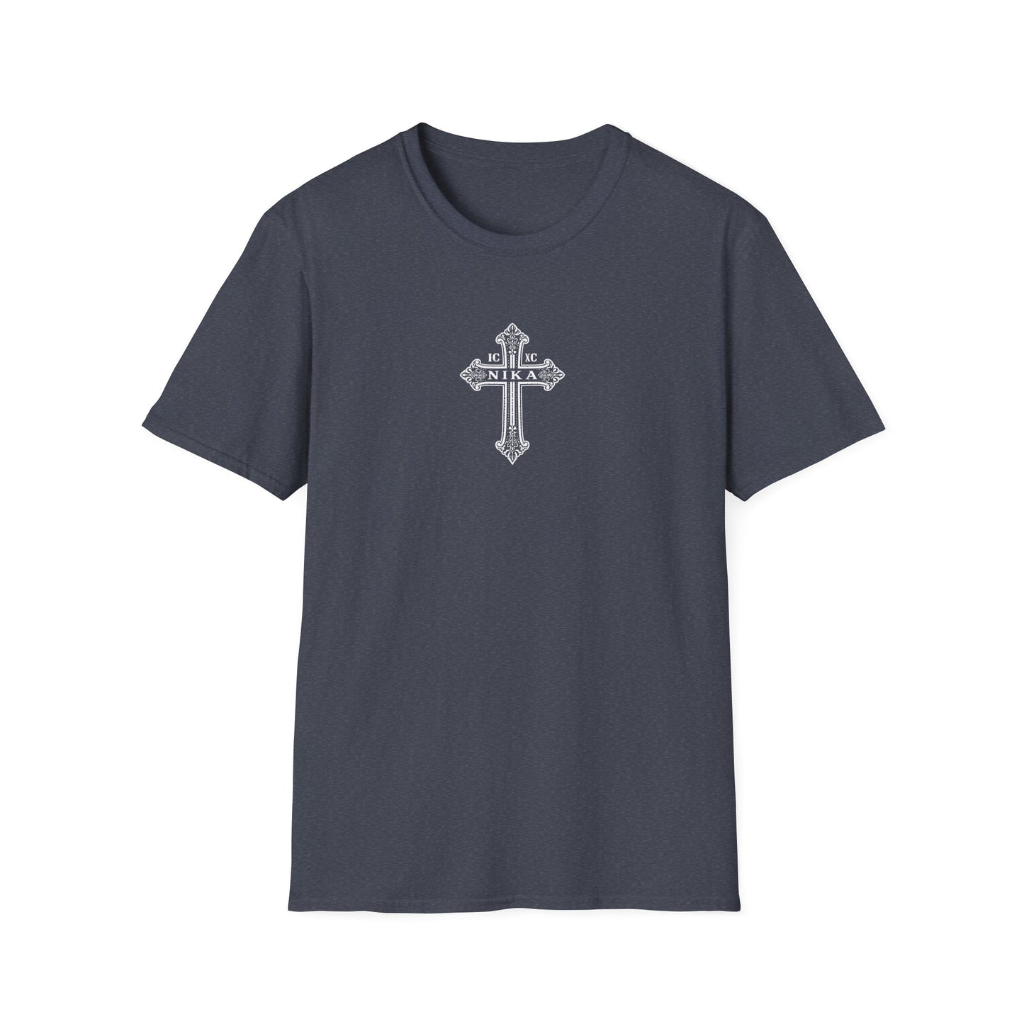 Christian Cross T-Shirt — Isaiah 41:10 Faith Prayer Tee (Front Small Cross, Back Scripture Emblem)