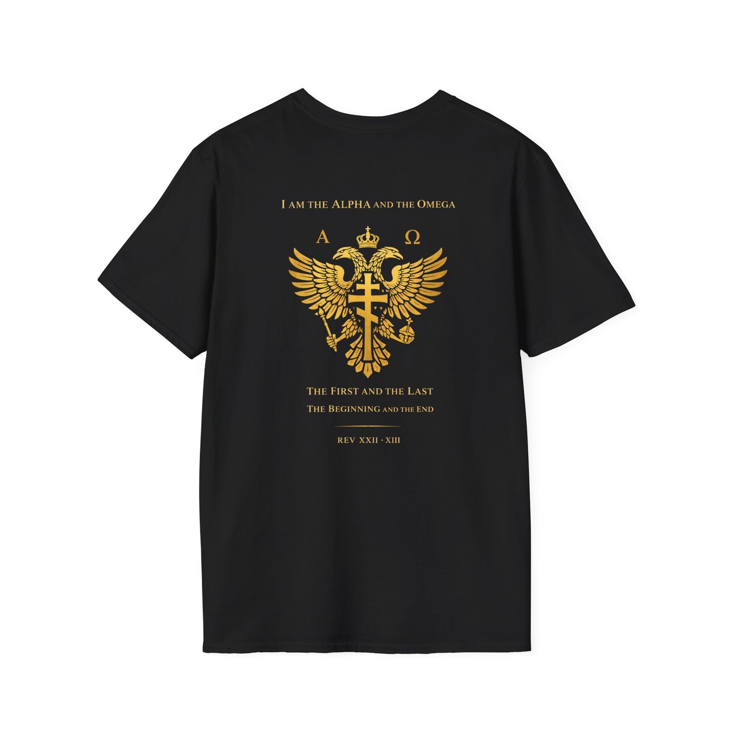 Christian Cross Wings T-Shirt — Gold Faith Graphic Tee