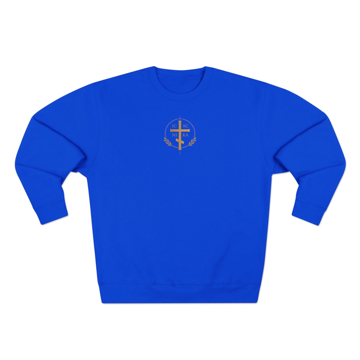 Christian Alpha Omega Crewneck Sweatshirt — Gold Double-Headed Eagle & Cross