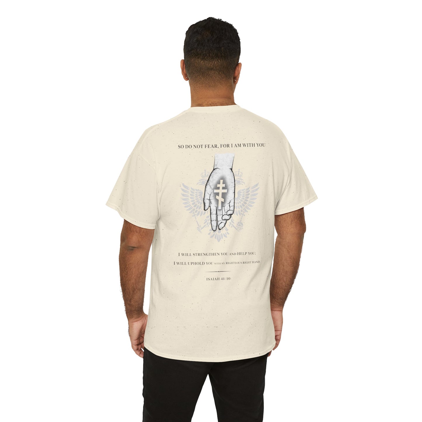 Christian Cross Wings T‑Shirt — Faith Graphic Tee with Prayer Hands