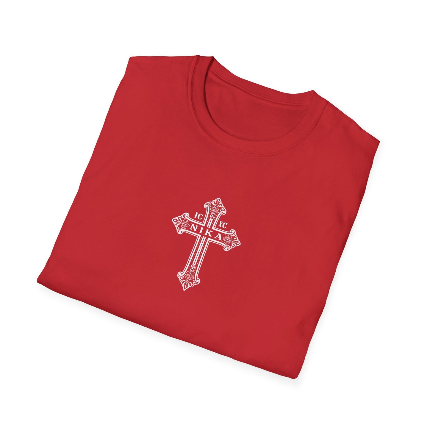 Christian Cross T-Shirt — Isaiah 41:10 Faith Prayer Tee (Front Small Cross, Back Scripture Emblem)