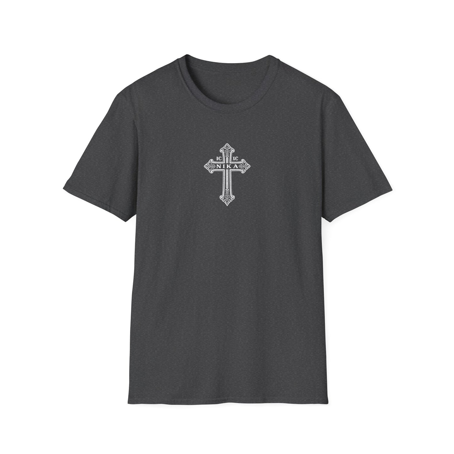 Christian Cross T-Shirt — Isaiah 41:10 Faith Prayer Tee (Front Small Cross, Back Scripture Emblem)