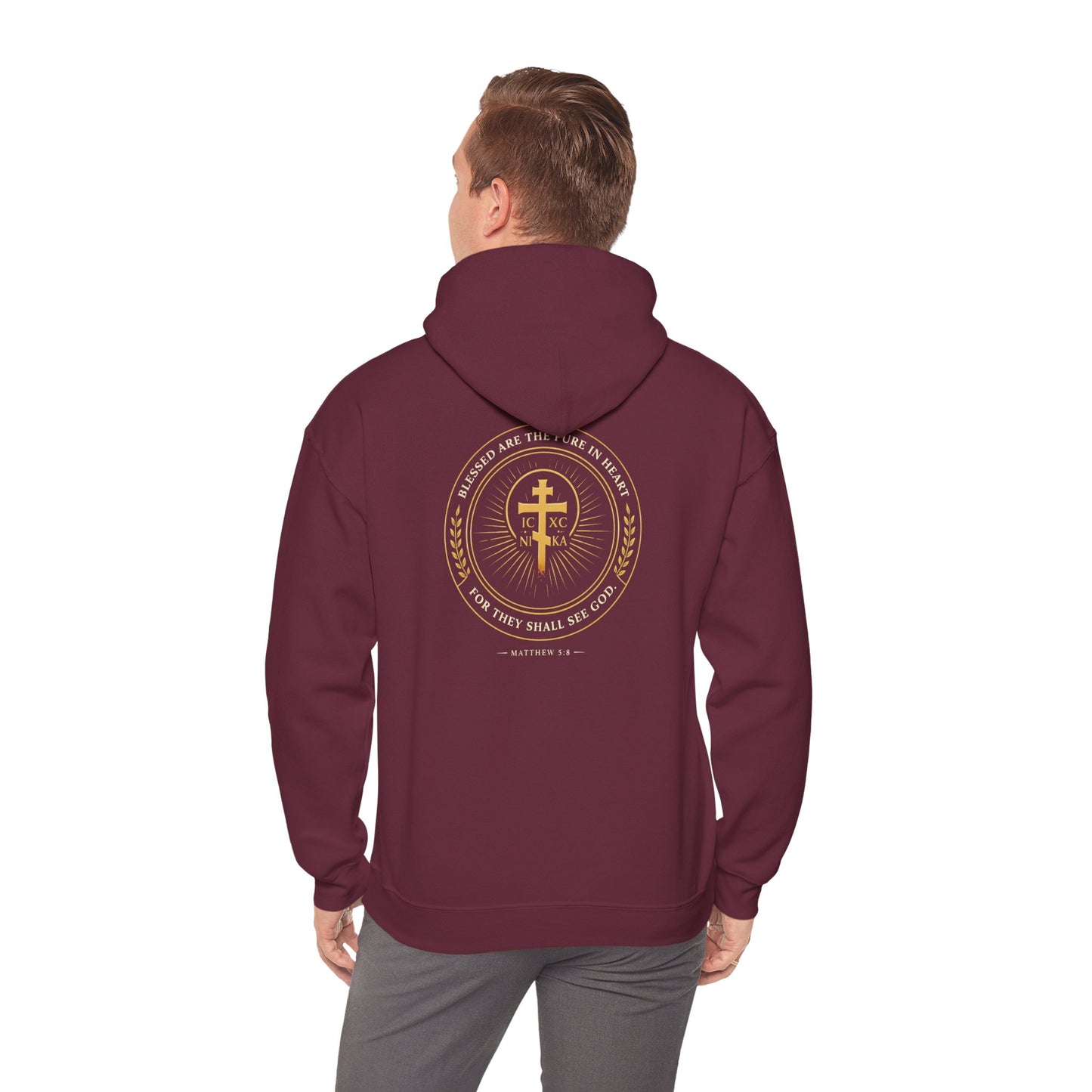 Faith Cross Hoodie — Gold Christian Crest Pullover
