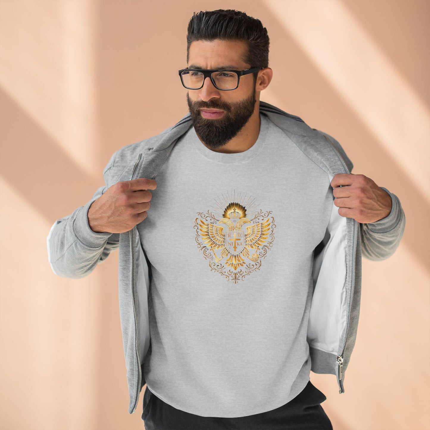 Orthodox Cross Crewneck Sweatshirt — Byzantine Icon Chest & Back Design