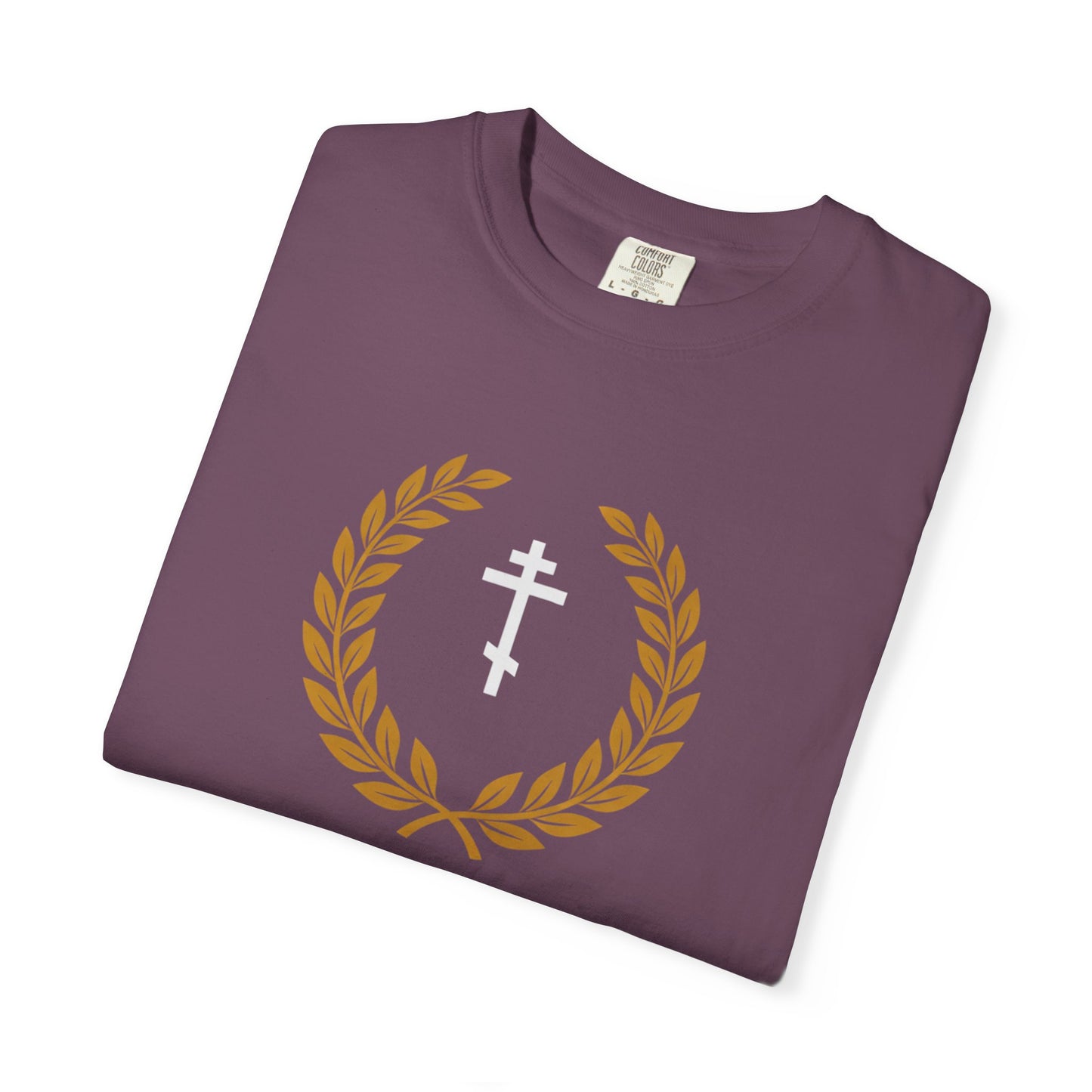 Christian T-Shirt — "I Can Do All Things Through Christ" Philippians 4:13 Cross Laurel Design