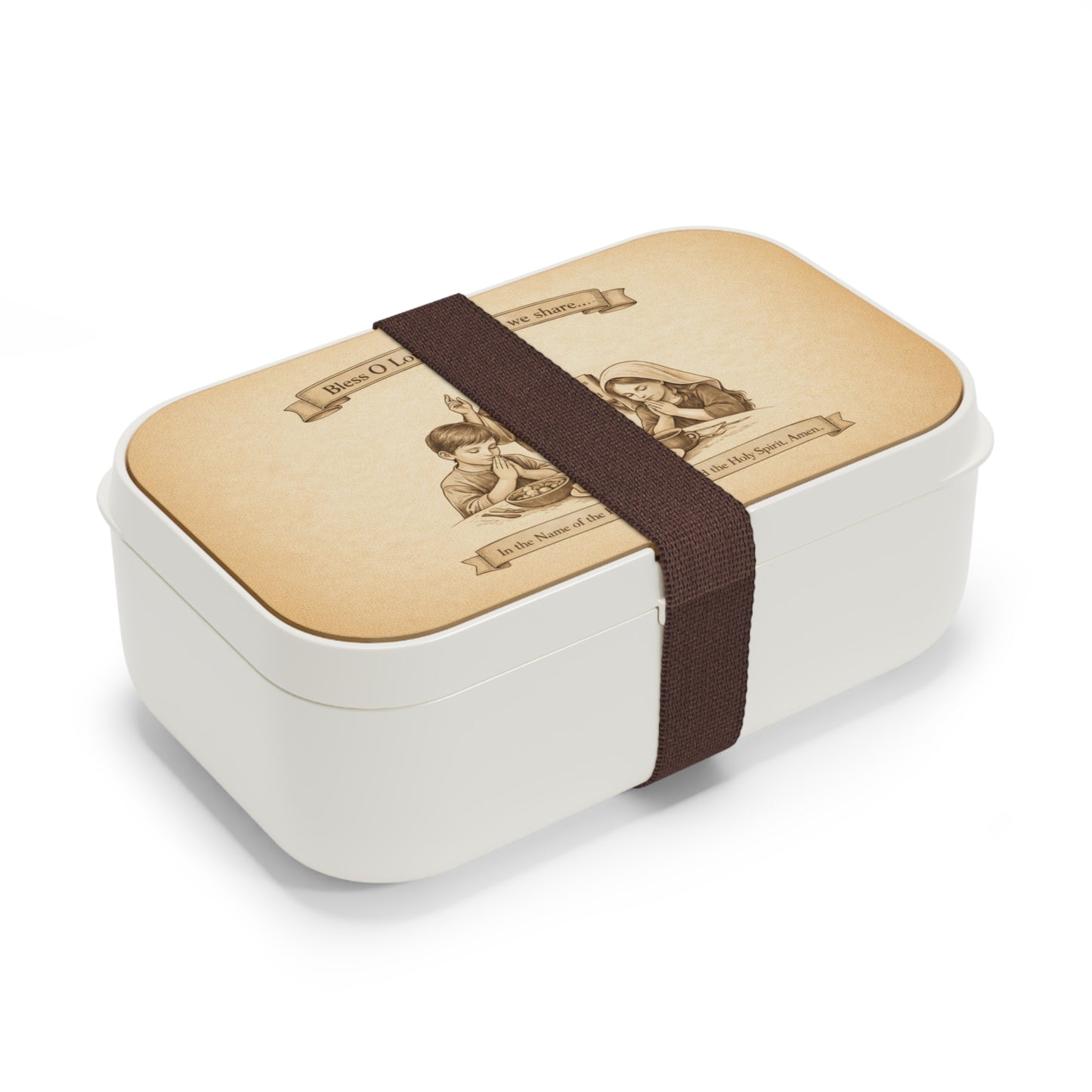 Religious Bento Lunch Box — "Bless O Lord This Food We Share" Prayer Design