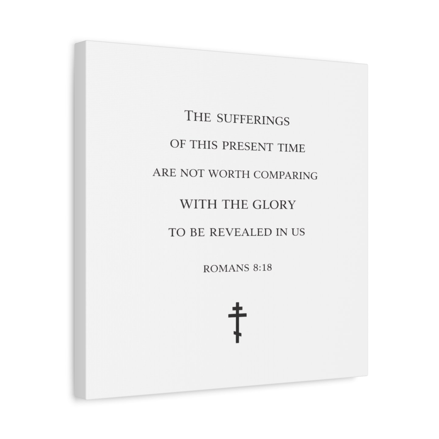 Canvas Wall Art — Romans 8:18 Scripture Quote with Cross