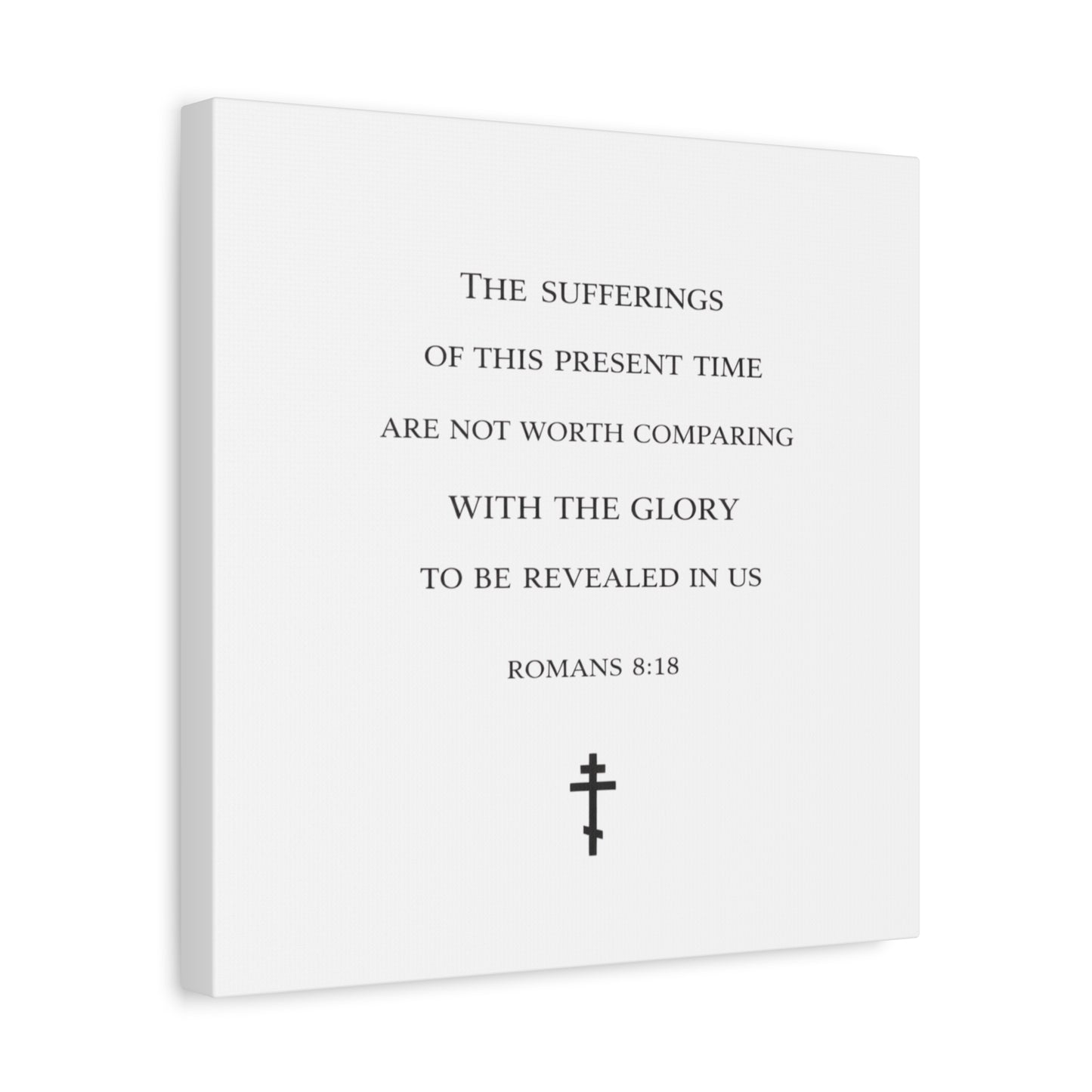 Canvas Wall Art — Romans 8:18 Scripture Quote with Cross